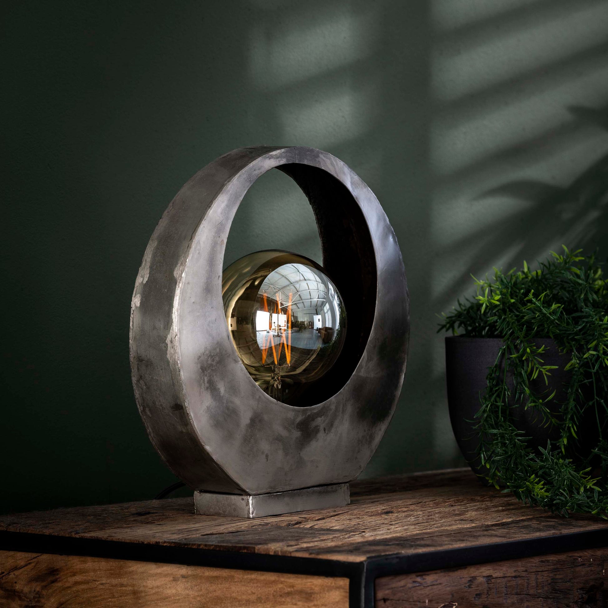 Tafellamp Full Moon 1-lichts / Oud zilver – afbeelding 2
