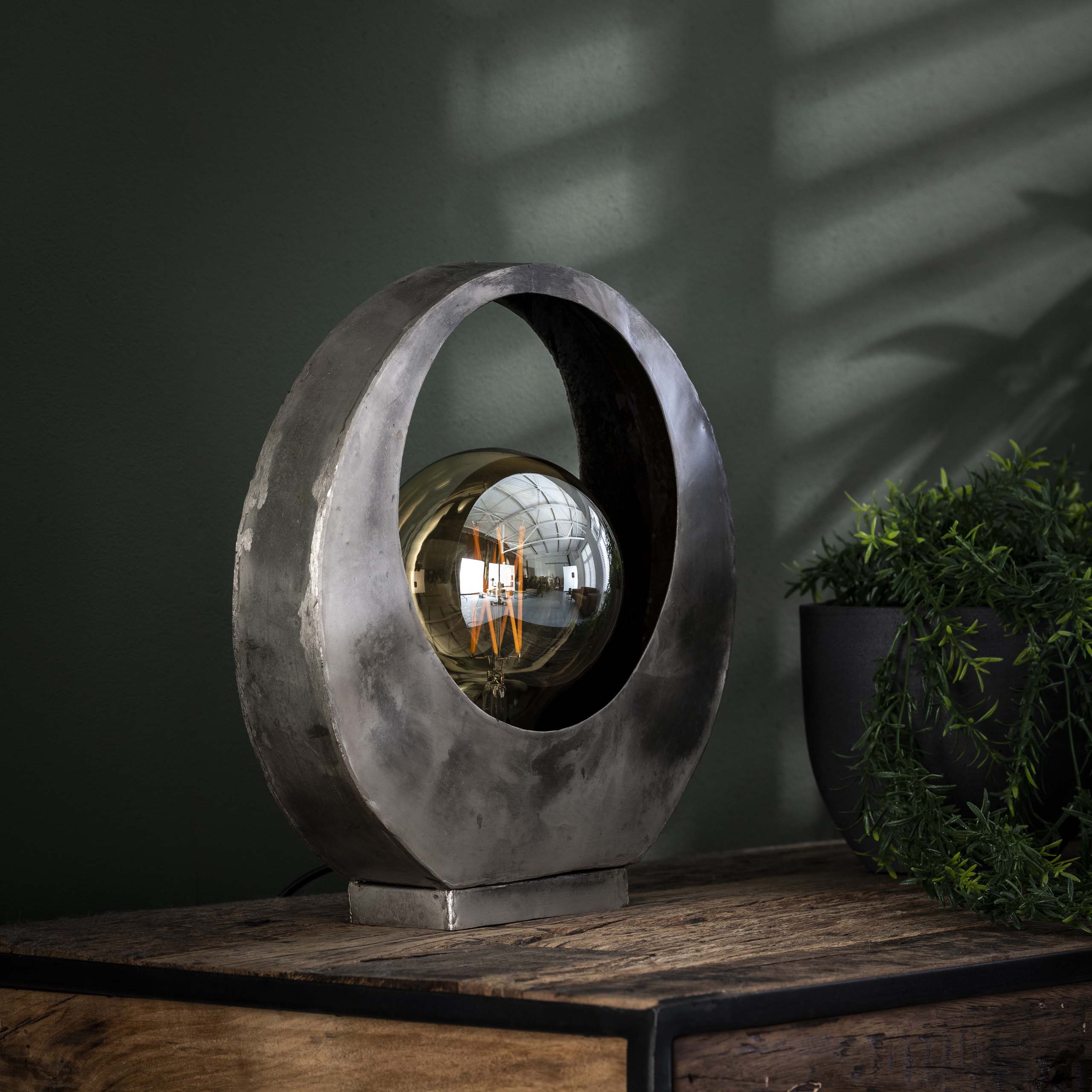 Tafellamp Full Moon 1-lichts / Oud zilver – afbeelding 2
