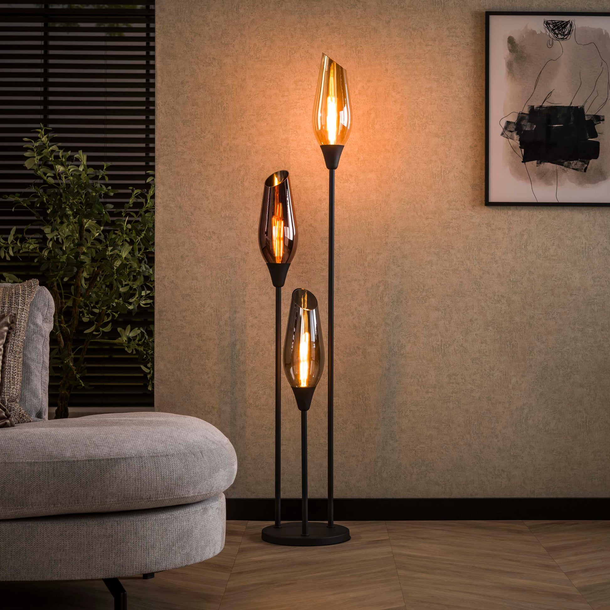 Vloerlamp Cocoon 3-lichts / Zwart – afbeelding 1