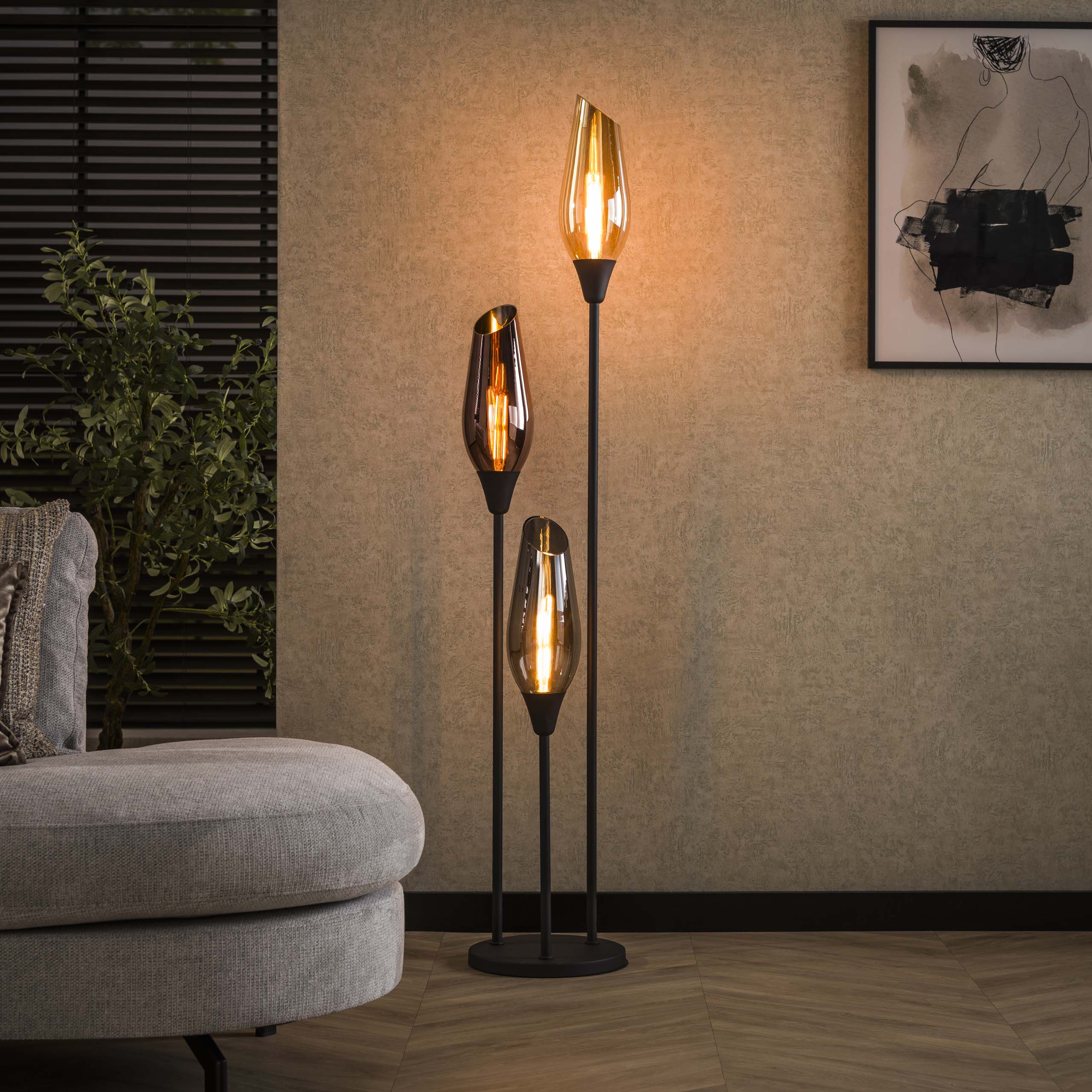 Vloerlamp Cocoon 3-lichts / Zwart – afbeelding 1