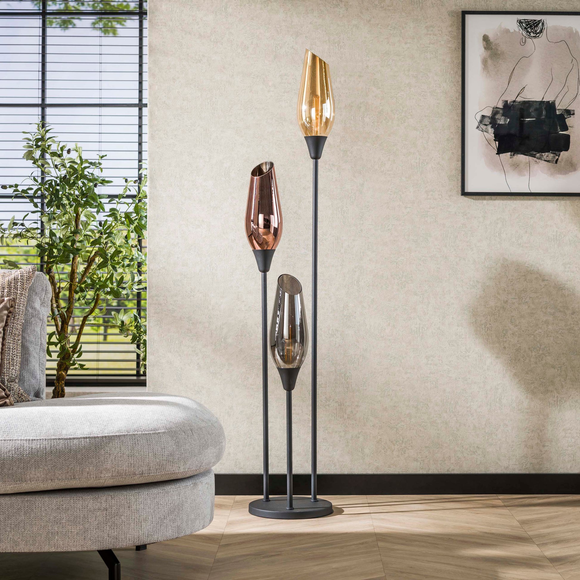 Vloerlamp Cocoon 3-lichts / Zwart – afbeelding 2