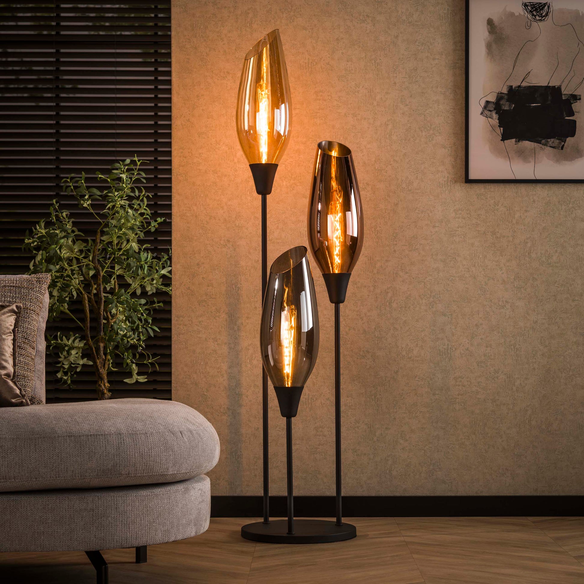 Vloerlamp Cocoon XL 3-lichts / Zwart – afbeelding 1