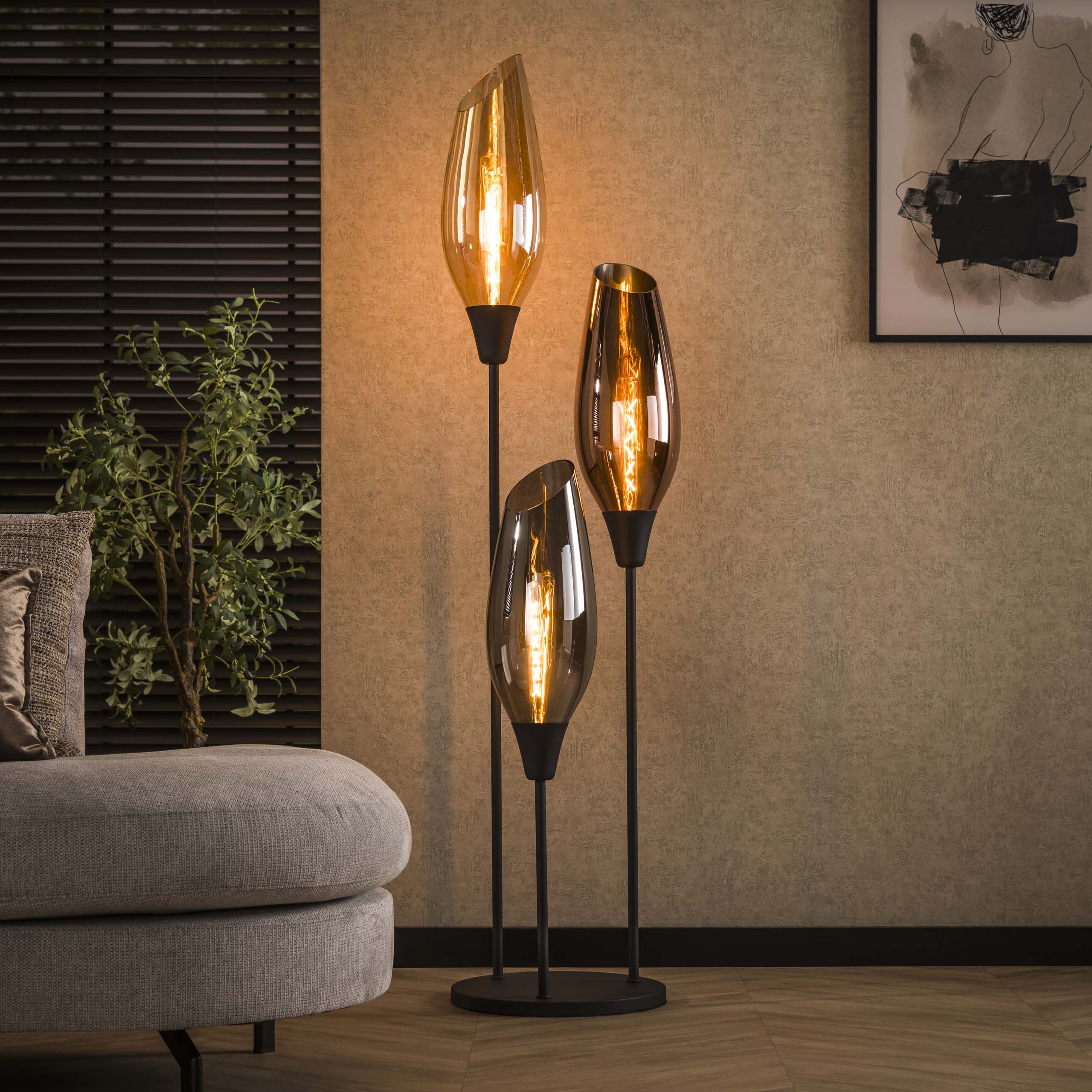 Vloerlamp Cocoon XL 3-lichts / Zwart – afbeelding 1