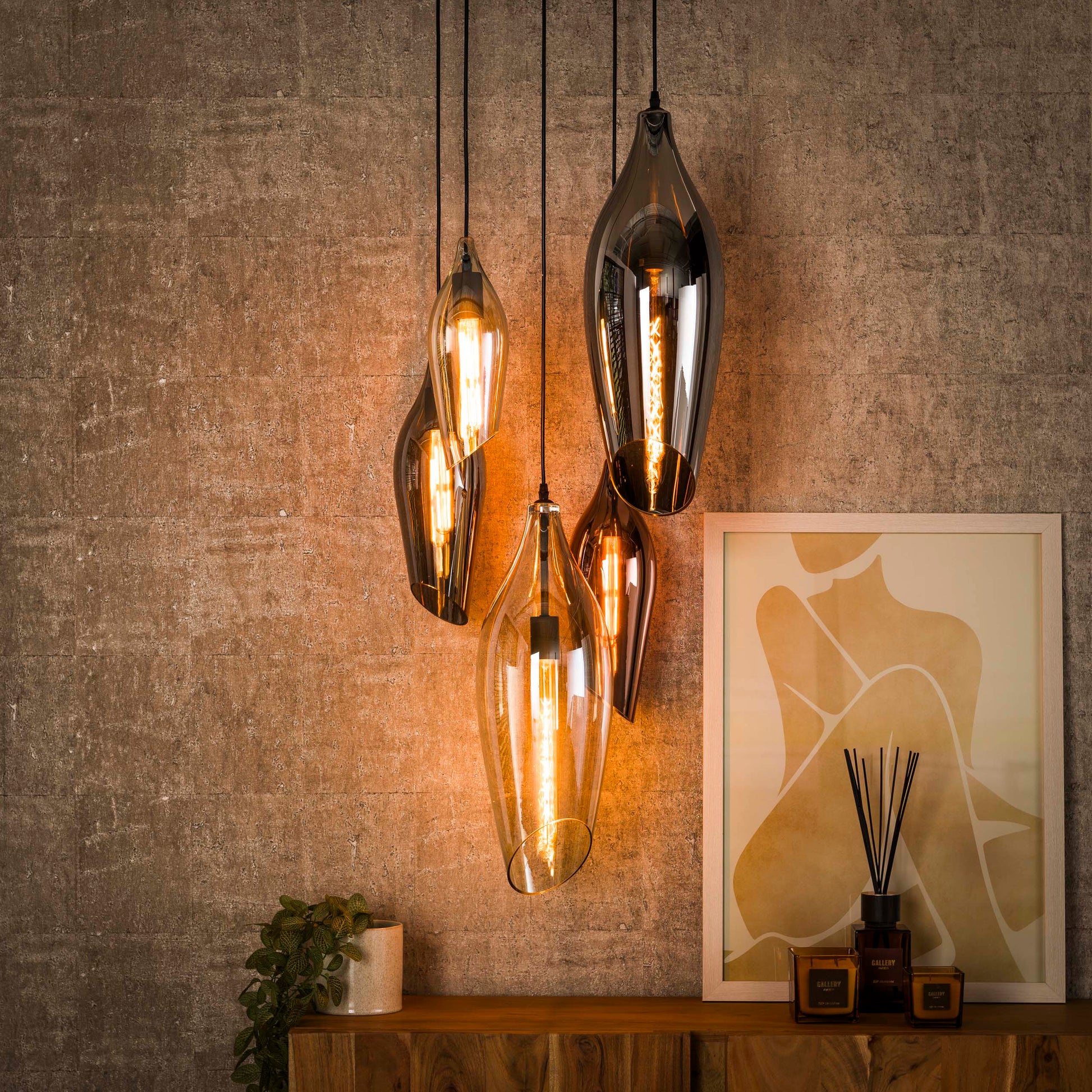 Hanglamp Cocoon getrapt 5-lichts / Zwart – afbeelding 1
