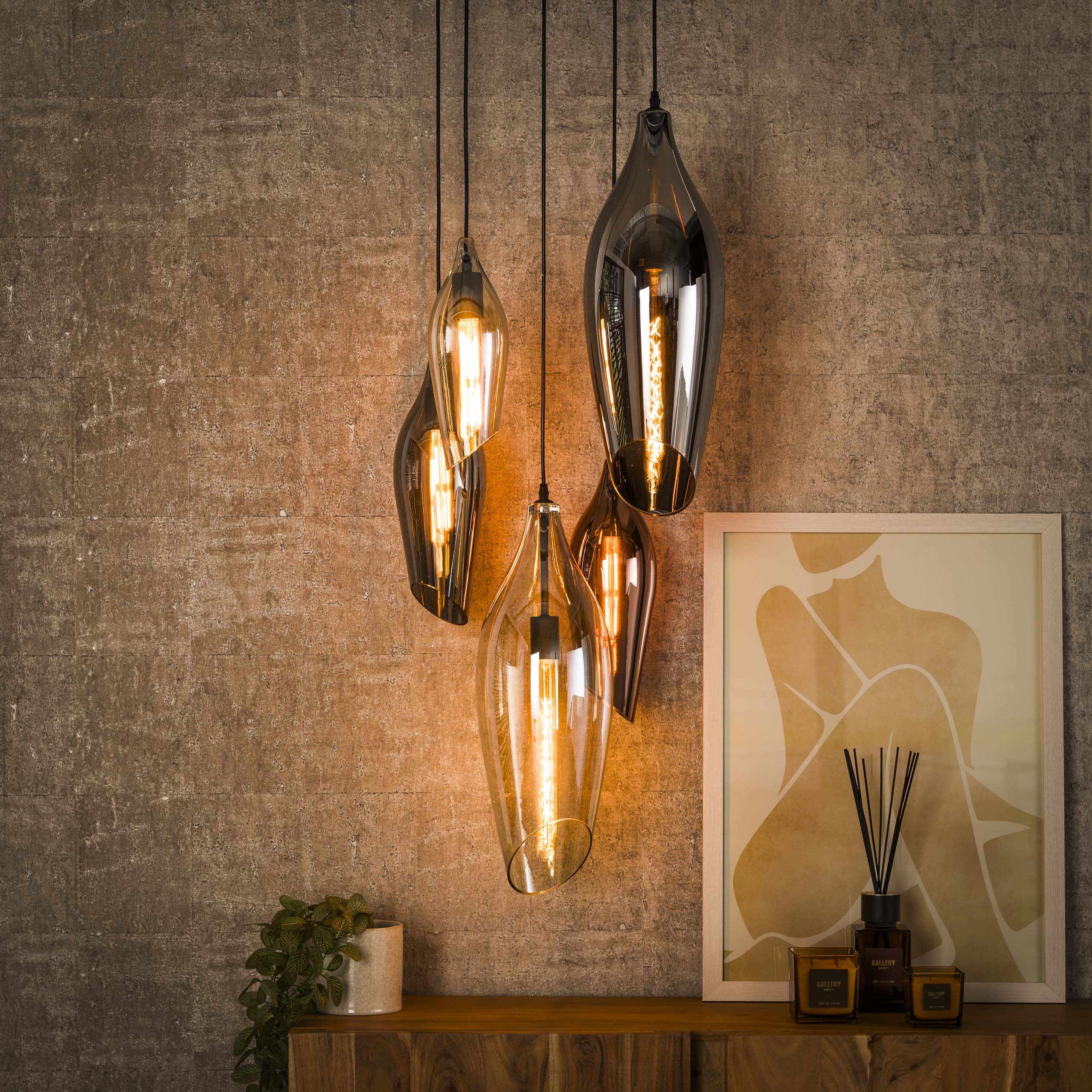 Hanglamp Cocoon getrapt 5-lichts / Zwart – afbeelding 1