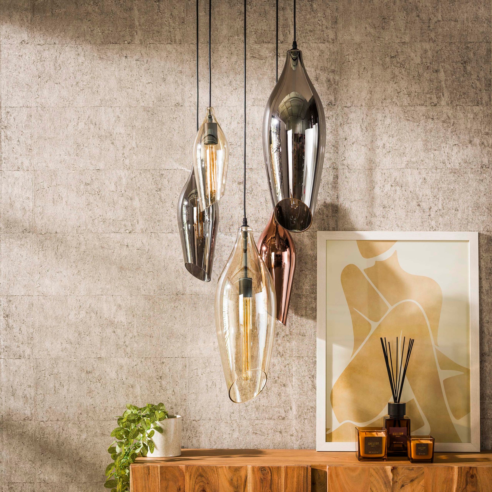 Hanglamp Cocoon getrapt 5-lichts / Zwart – afbeelding 2