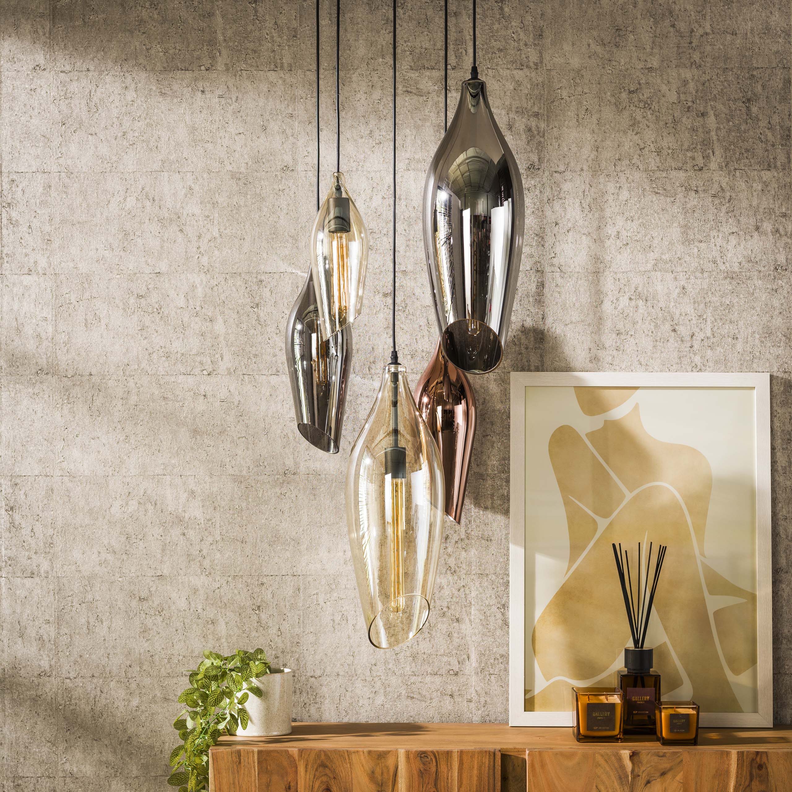 Hanglamp Cocoon getrapt 5-lichts / Zwart – afbeelding 2