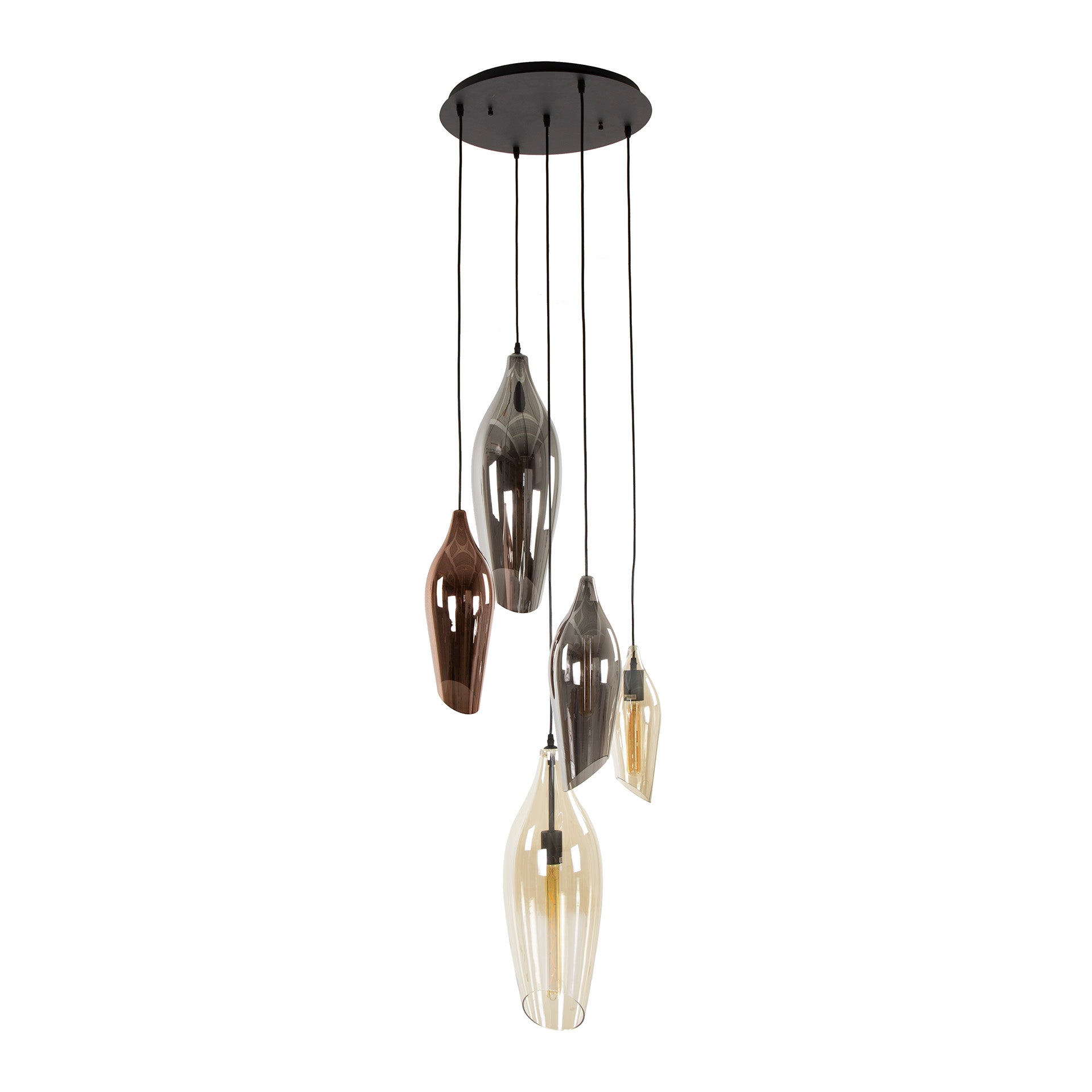 Hanglamp Cocoon getrapt 5-lichts / Zwart – afbeelding 5