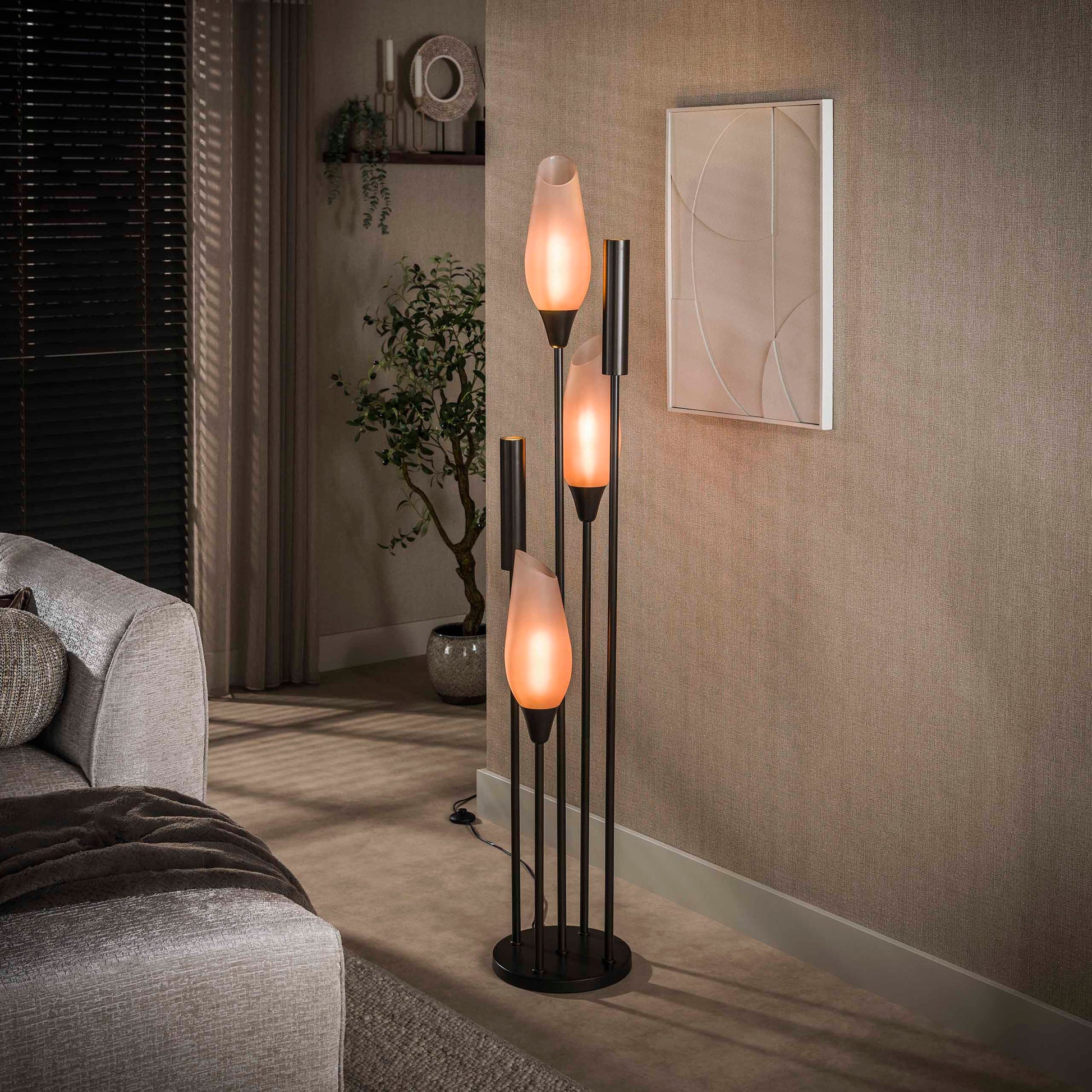 Vloerlamp Cocoon 5-lichts / Sienna bruin-frosted – afbeelding 1