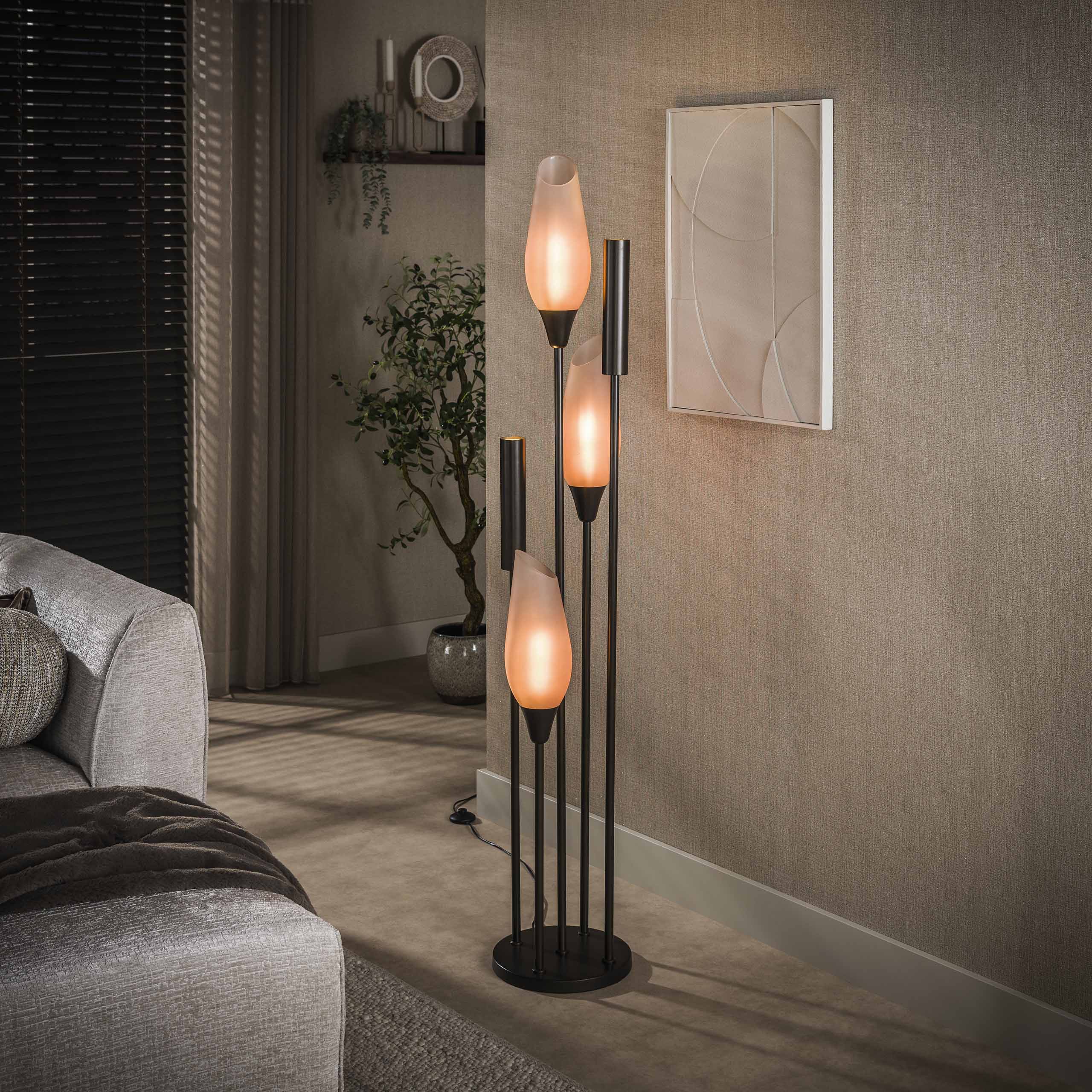 Vloerlamp Cocoon 5-lichts / Sienna bruin-frosted – afbeelding 1