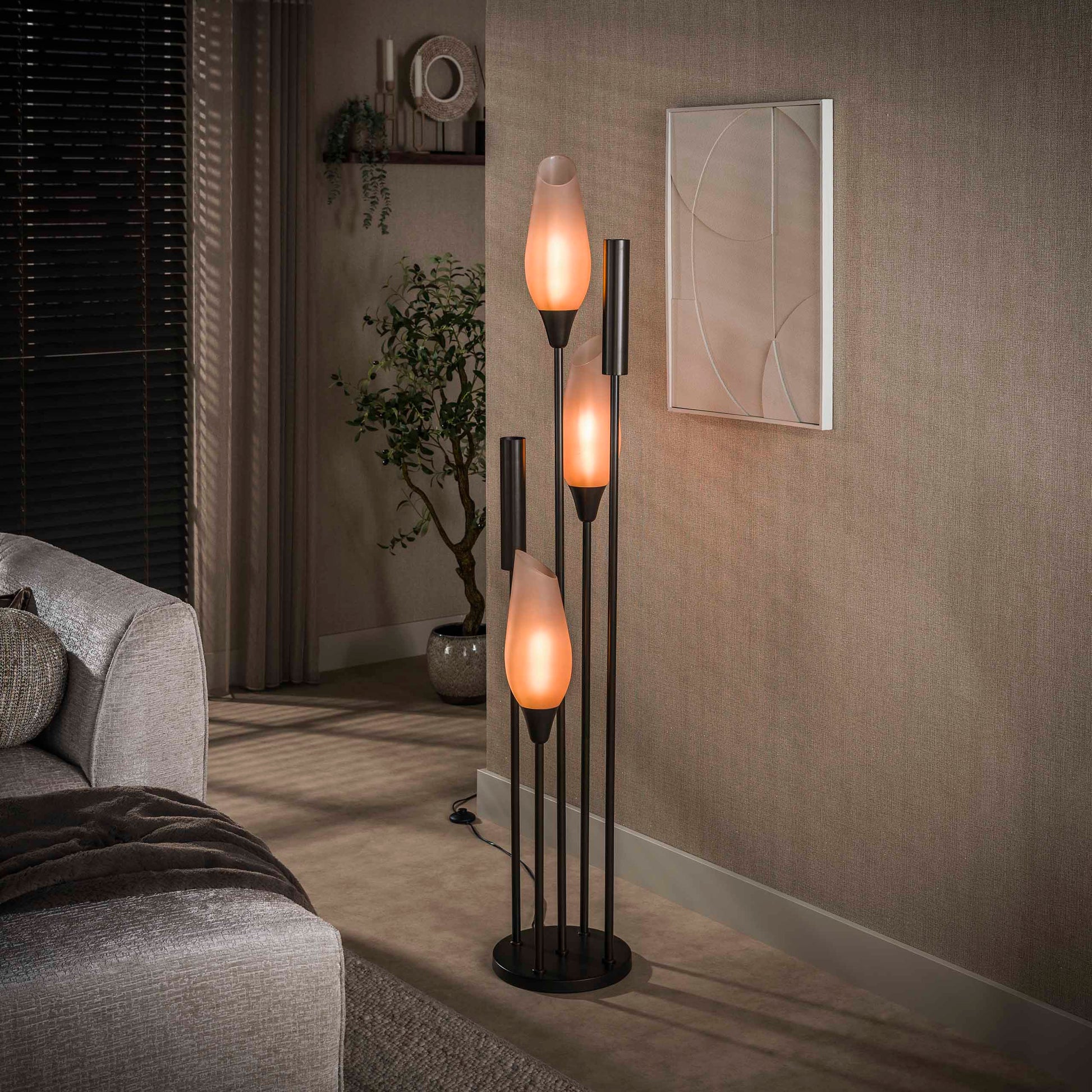 Vloerlamp Cocoon 5-lichts / Sienna bruin-frosted – afbeelding 2