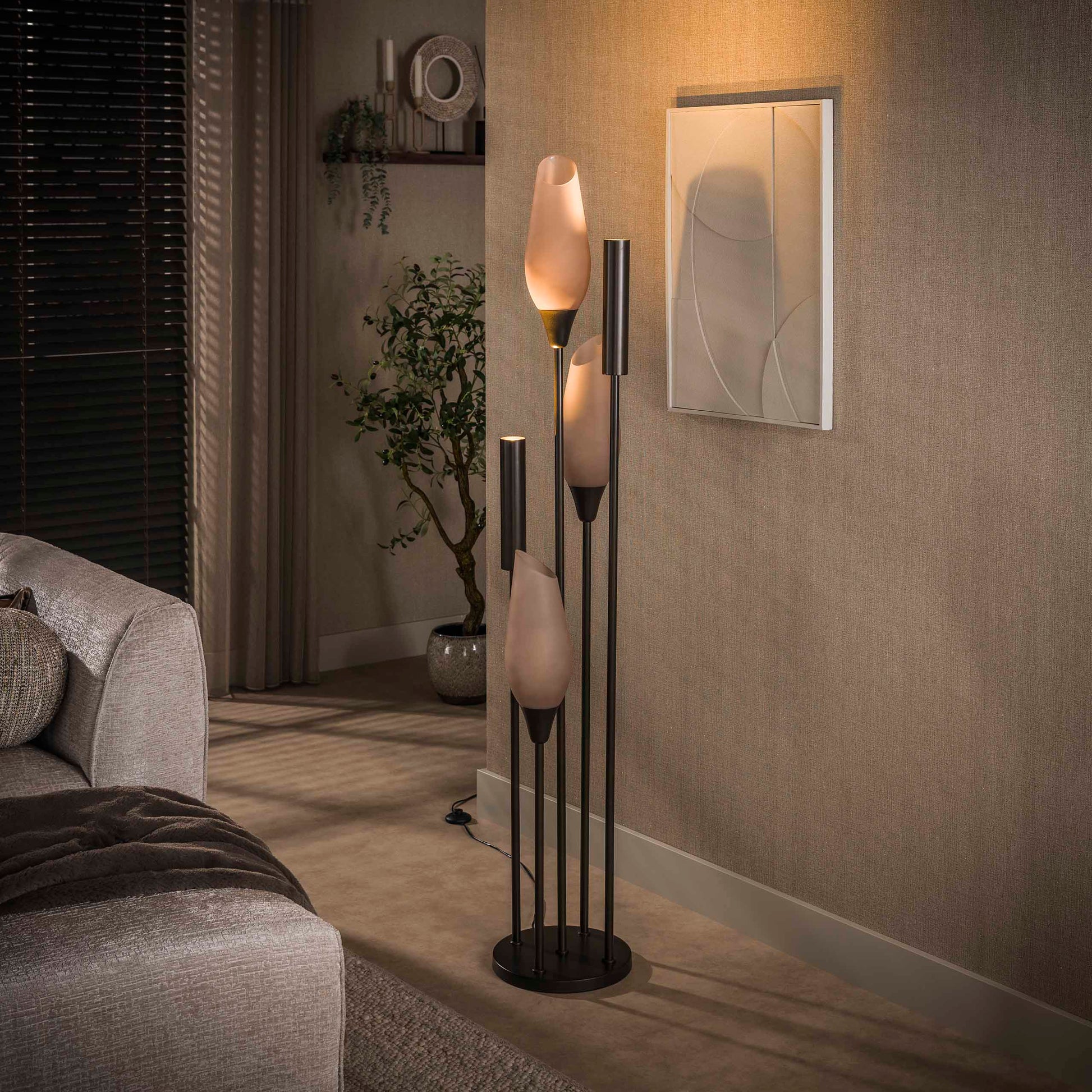 Vloerlamp Cocoon 5-lichts / Sienna bruin-frosted – afbeelding 3