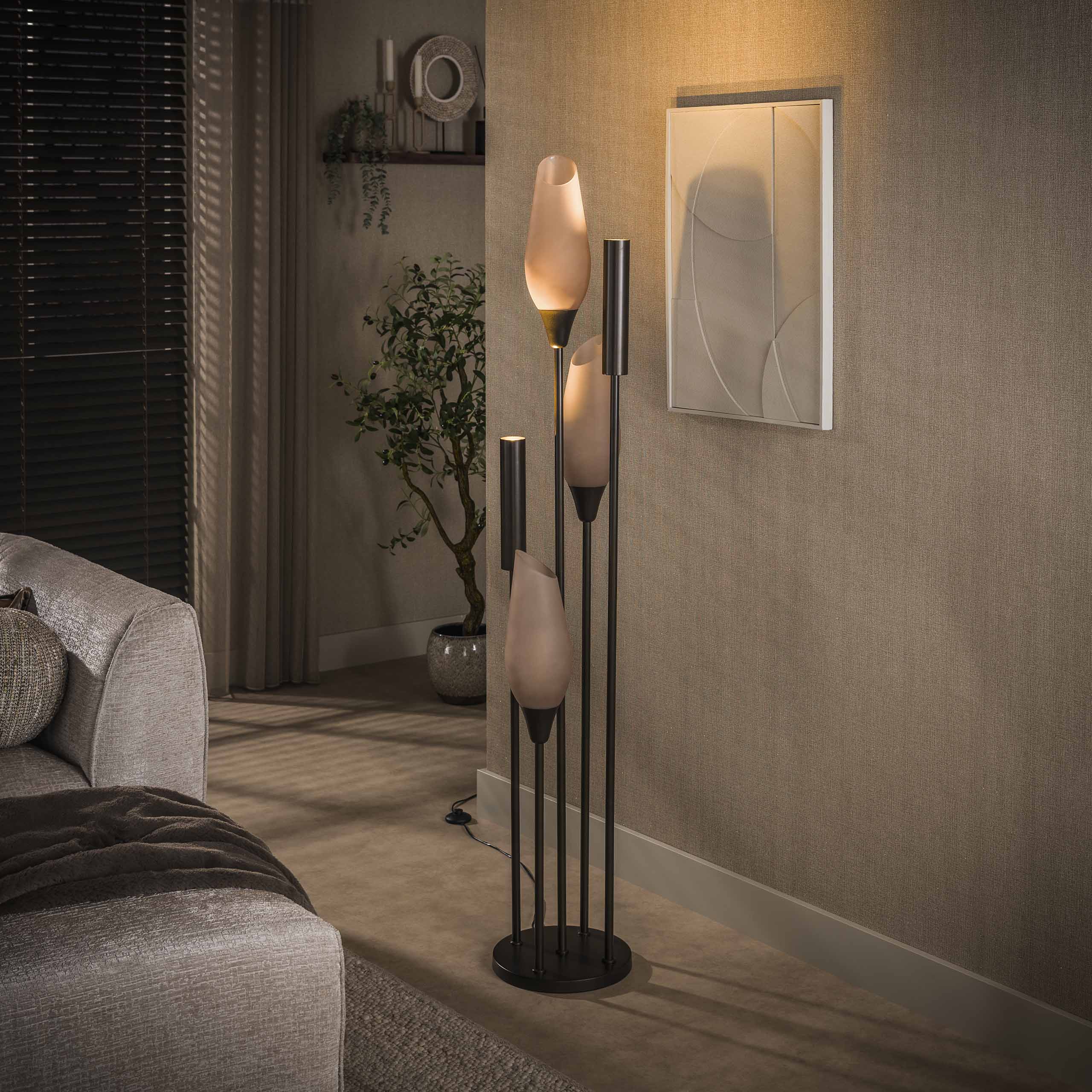 Vloerlamp Cocoon 5-lichts / Sienna bruin-frosted – afbeelding 3
