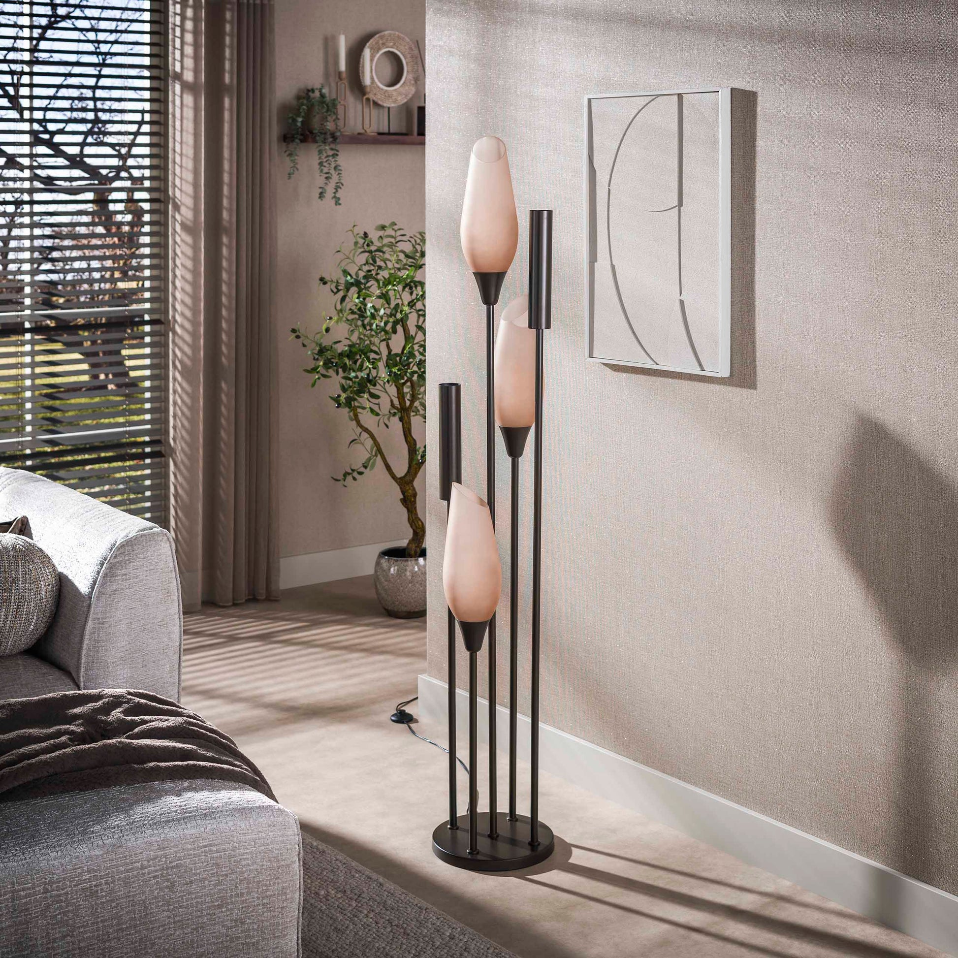Vloerlamp Cocoon 5-lichts / Sienna bruin-frosted – afbeelding 4