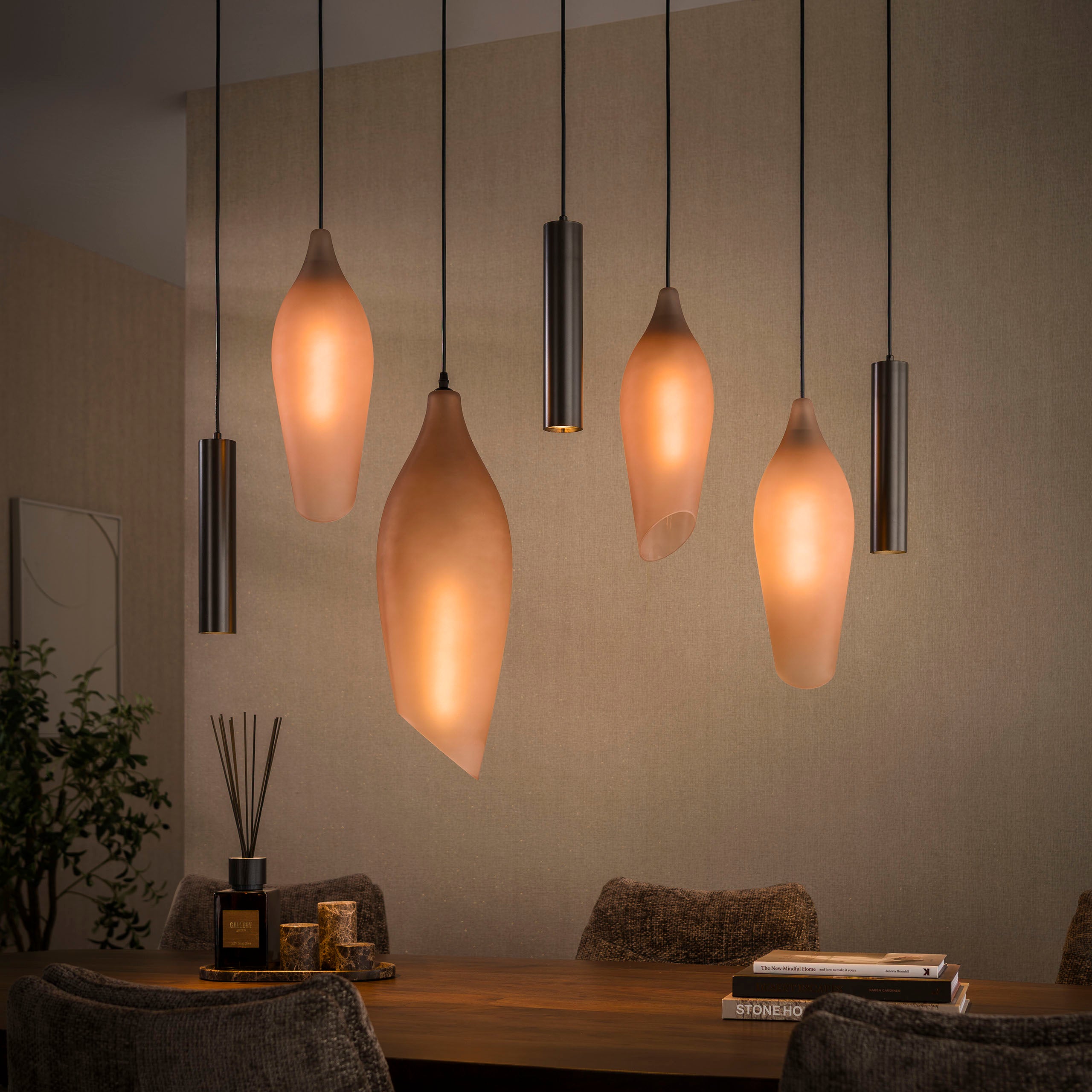 Hanglamp Cocoon pendel 4+3-lichts / Sienna bruin-frosted – afbeelding 2