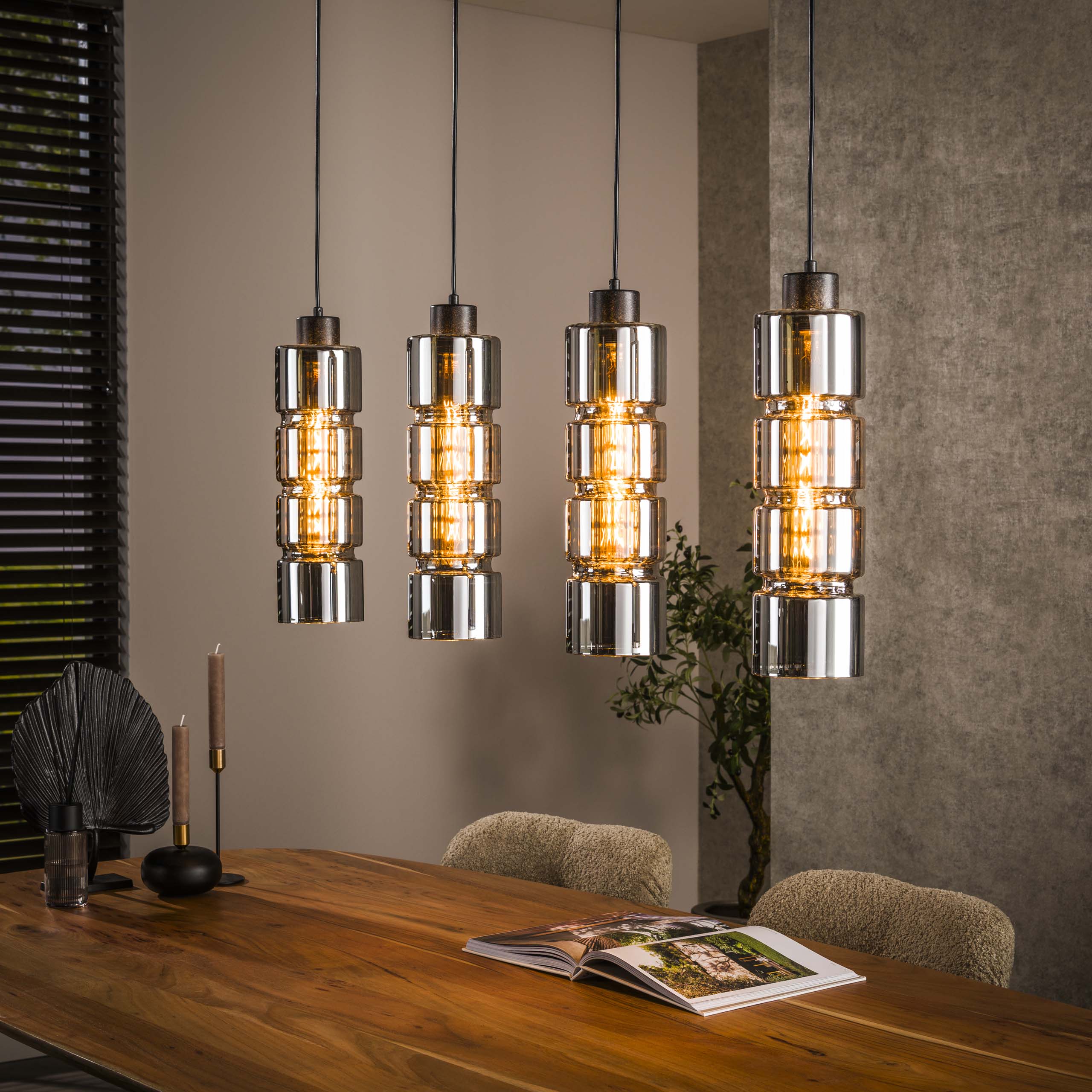 Hanglamp Cylinder Glass 4-lichts / Artic zwart – afbeelding 1