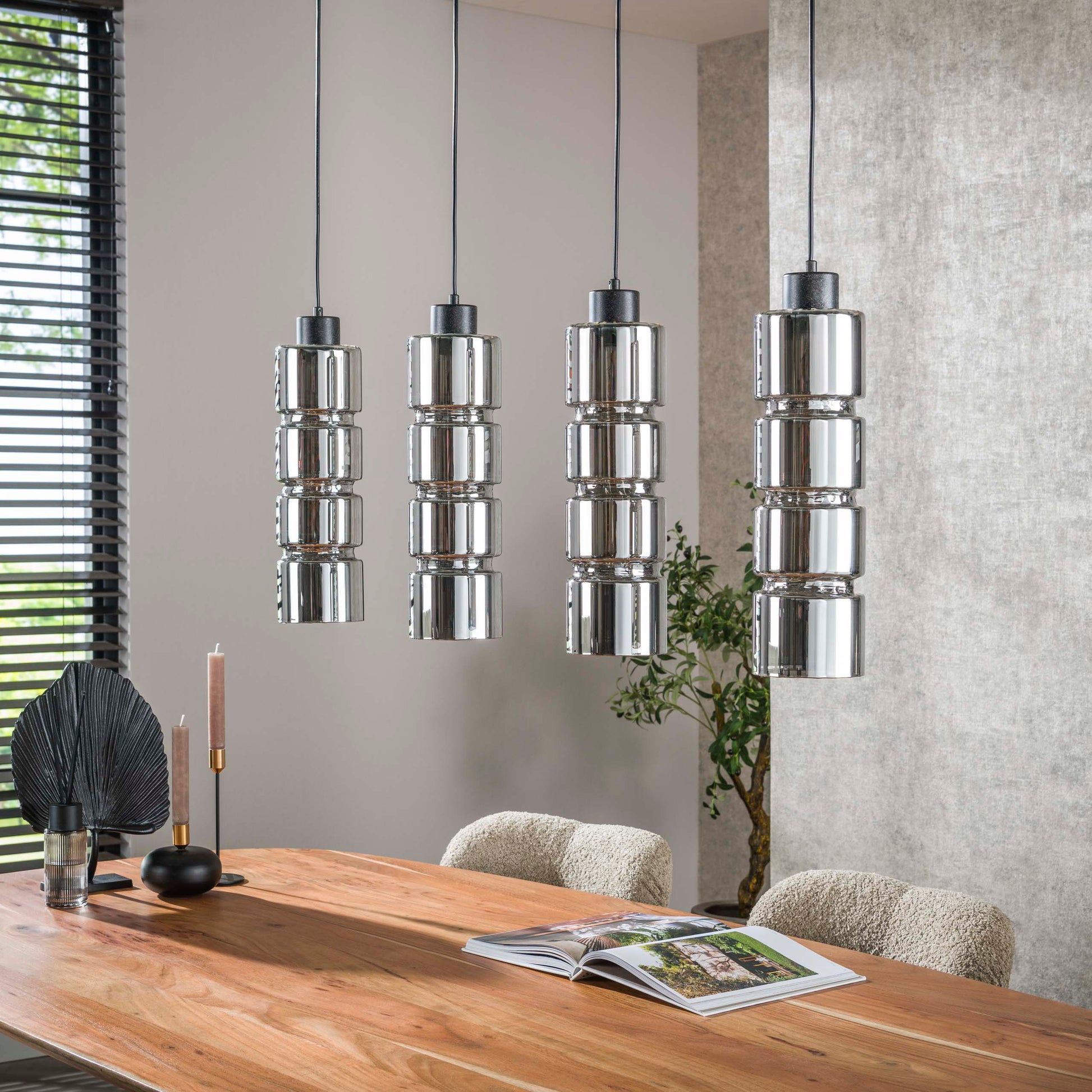 Hanglamp Cylinder Glass 4-lichts / Artic zwart – afbeelding 2