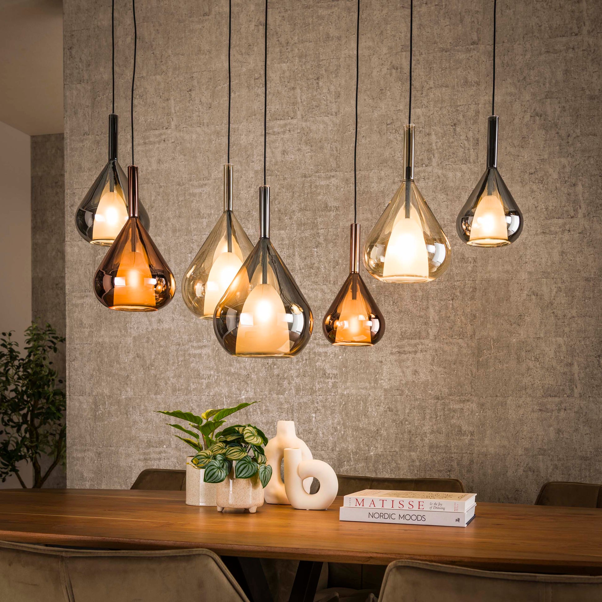 Hanglamp Wings 4+3-lichts / Zwart – afbeelding 1