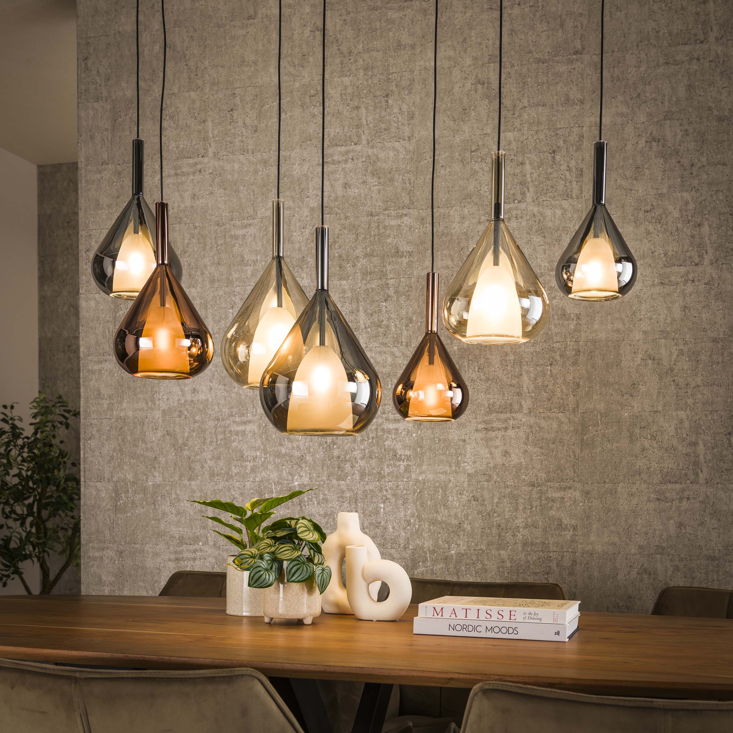 Hanglamp Wings 4+3-lichts / Zwart – afbeelding 1