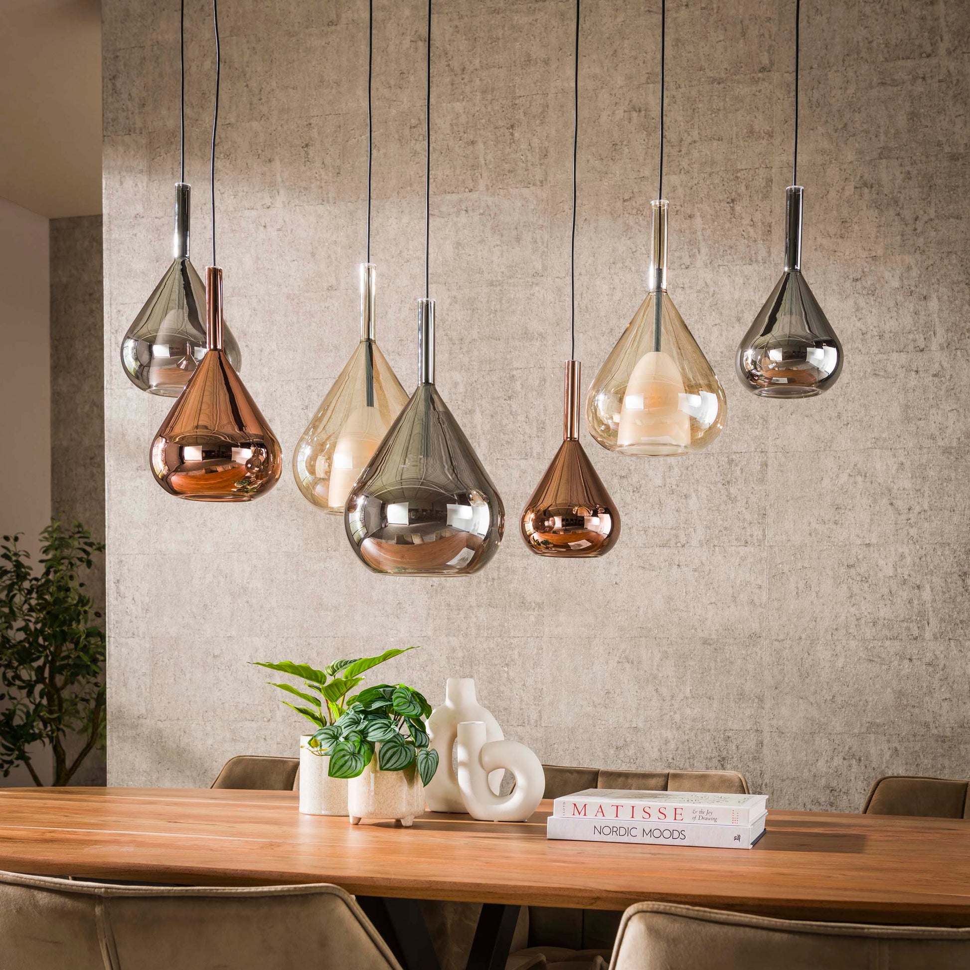 Hanglamp Wings 4+3-lichts / Zwart – afbeelding 2