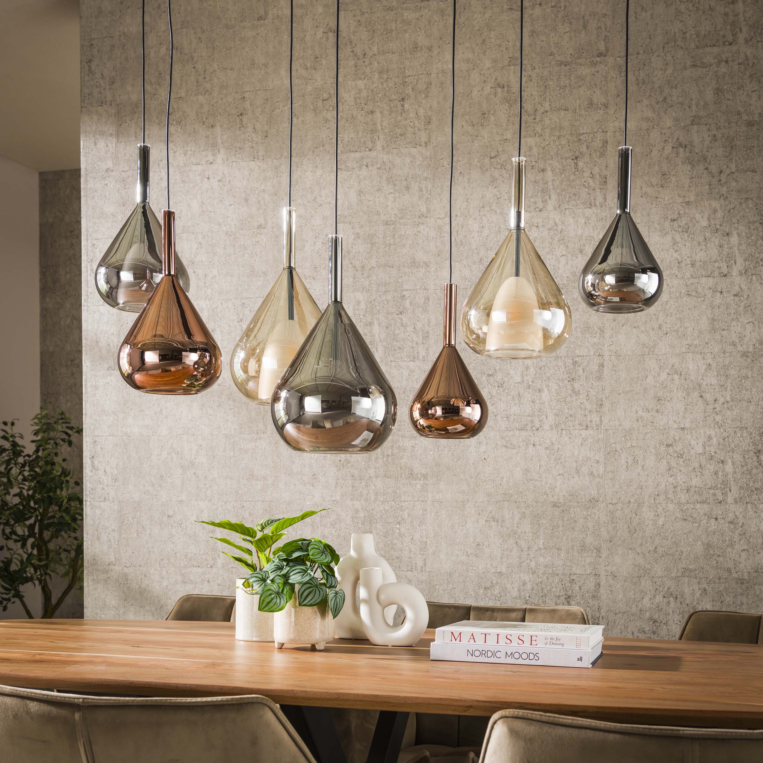 Hanglamp Wings 4+3-lichts / Zwart – afbeelding 2