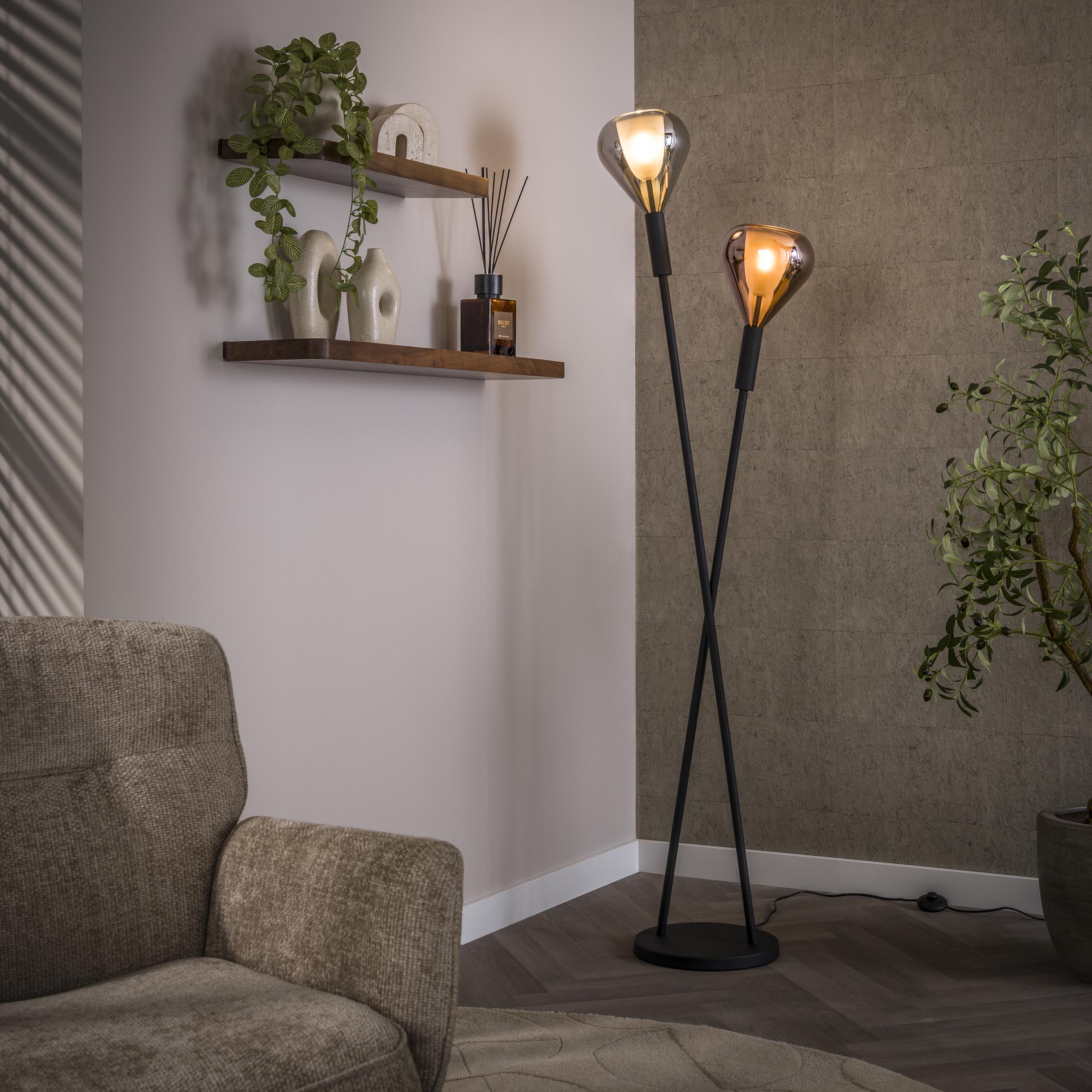 Vloerlamp Wings 2-lichts / Zwart – afbeelding 1