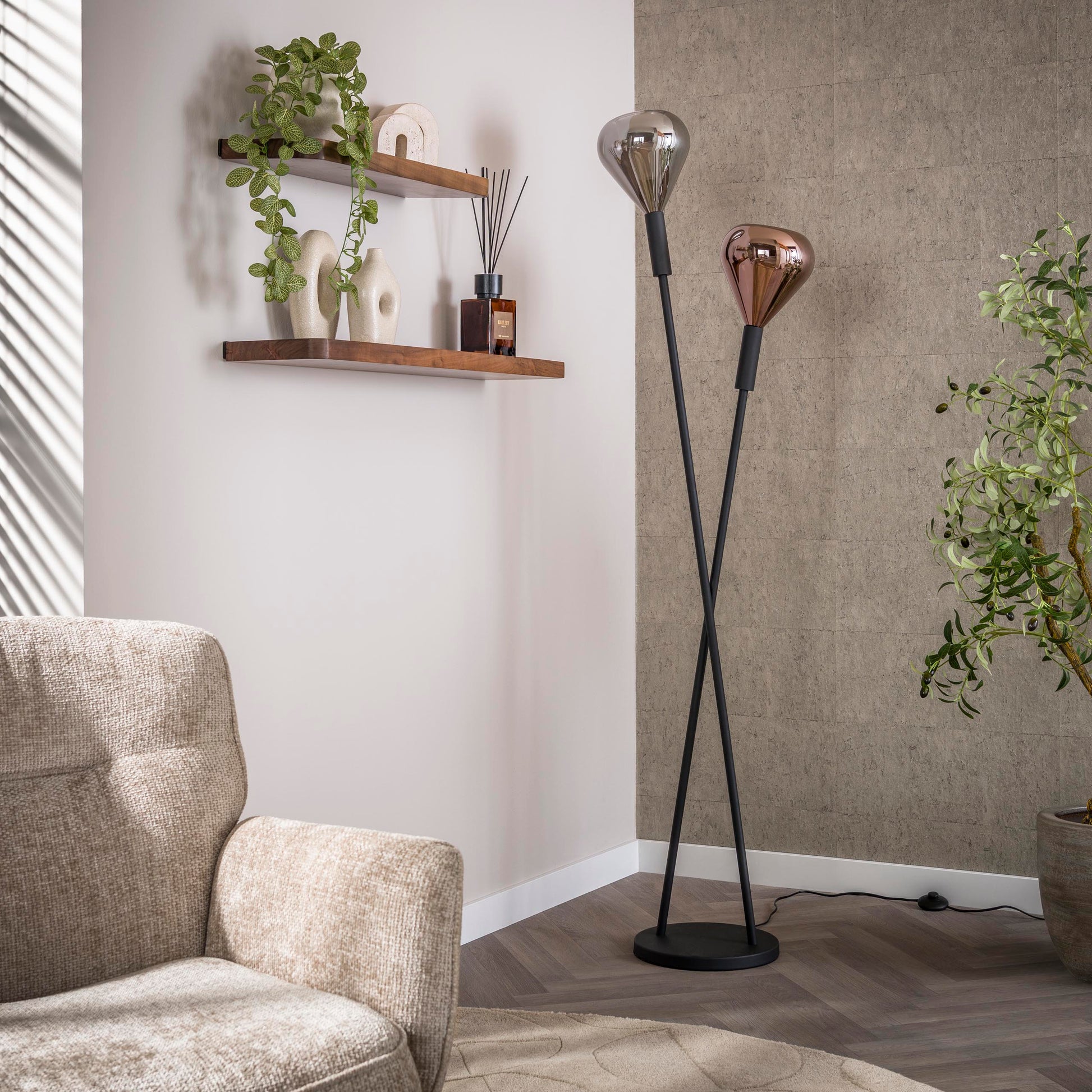 Vloerlamp Wings 2-lichts / Zwart – afbeelding 2
