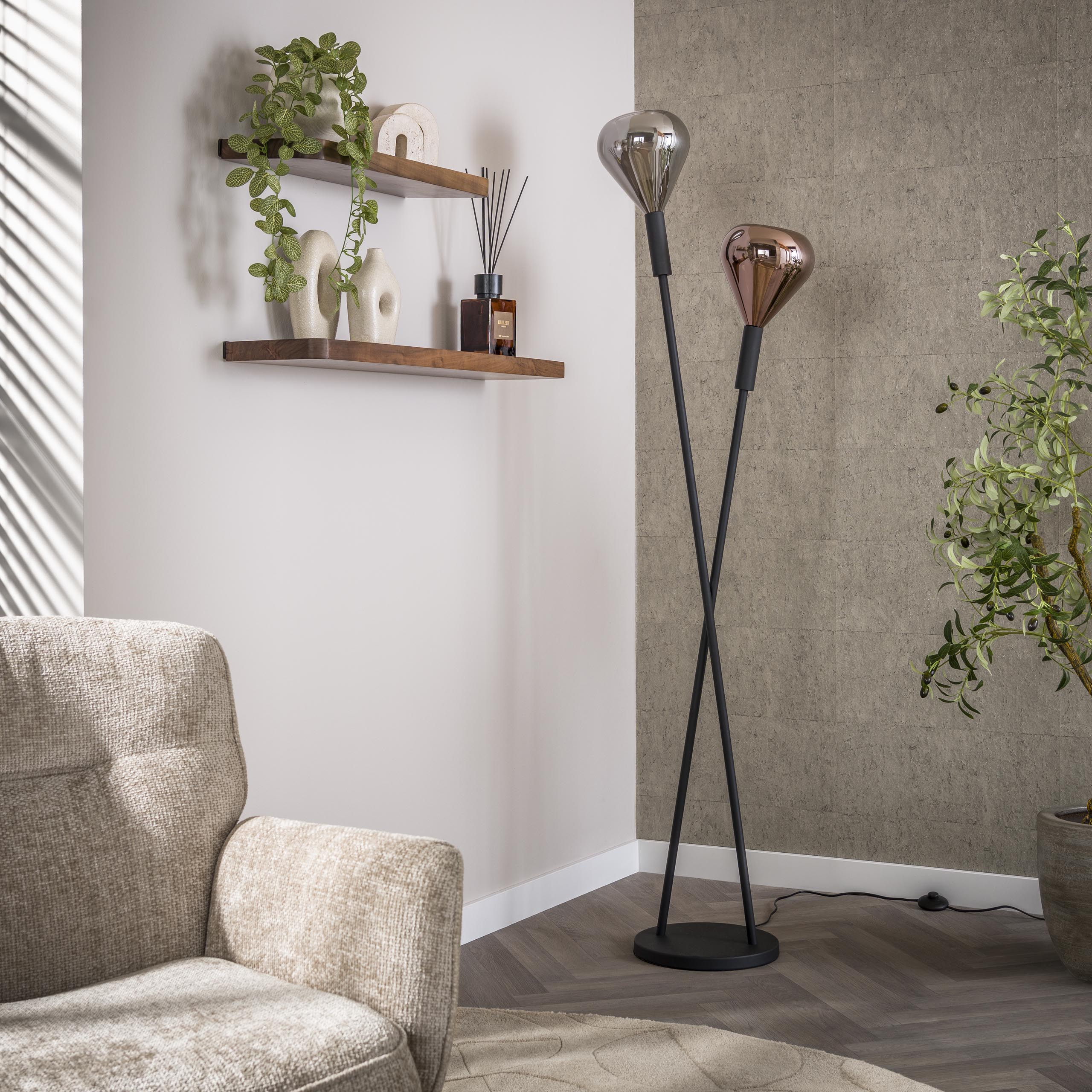 Vloerlamp Wings 2-lichts / Zwart – afbeelding 2