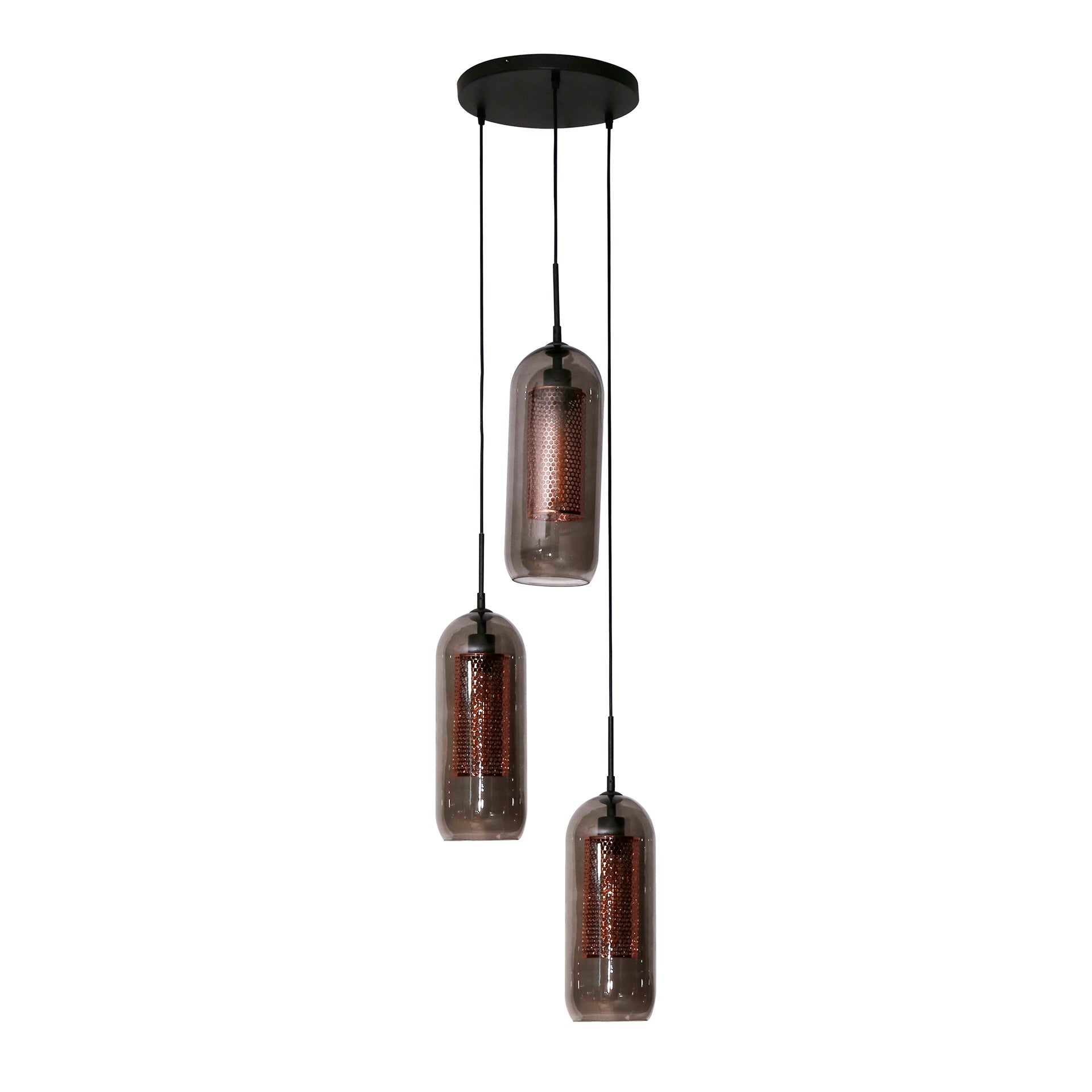 Hanglamp Smoke Mesh getrapt 3-lichts / Artic zwart – afbeelding 4