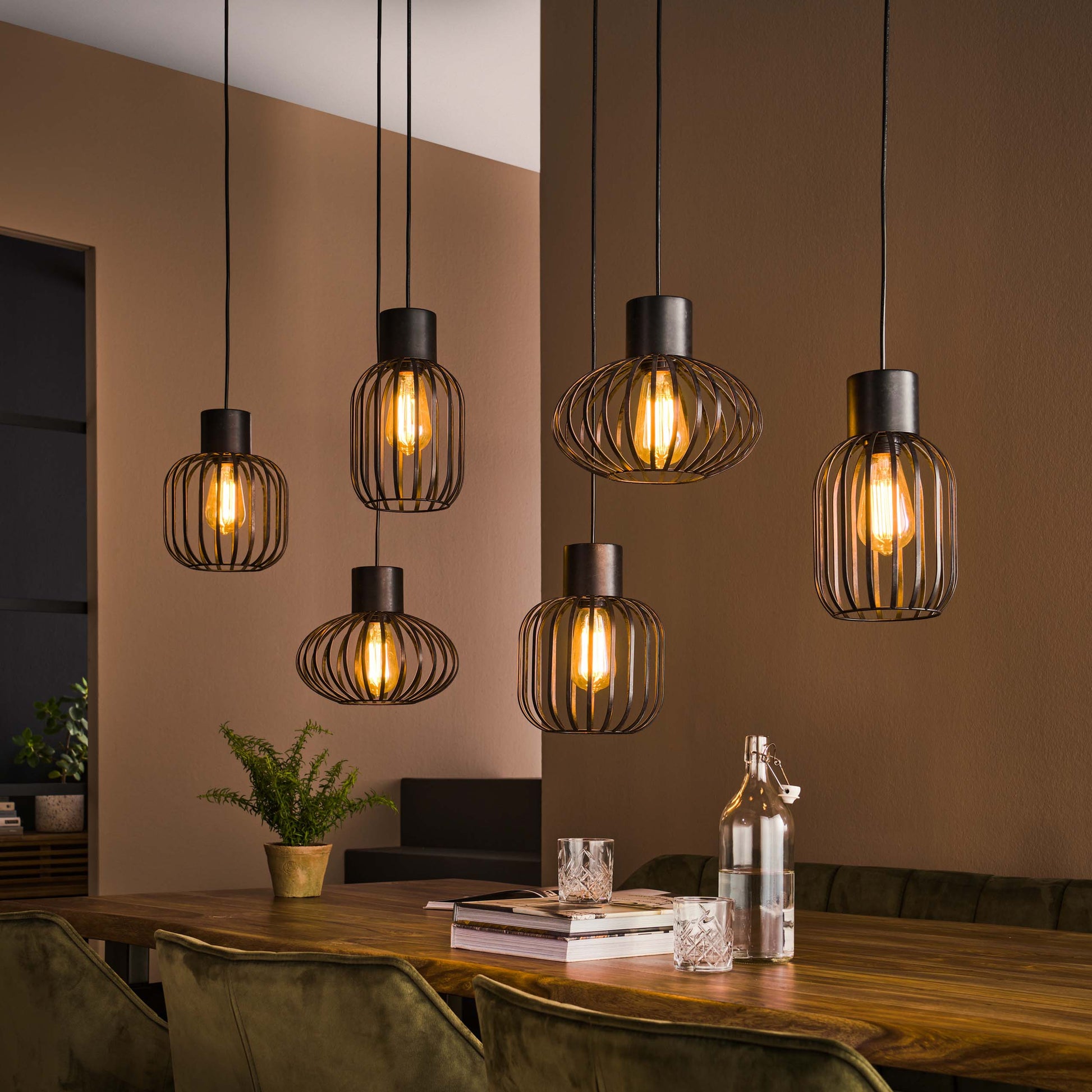 Hanglamp Mix Metal 3+3-lichts / Charcoal – afbeelding 1