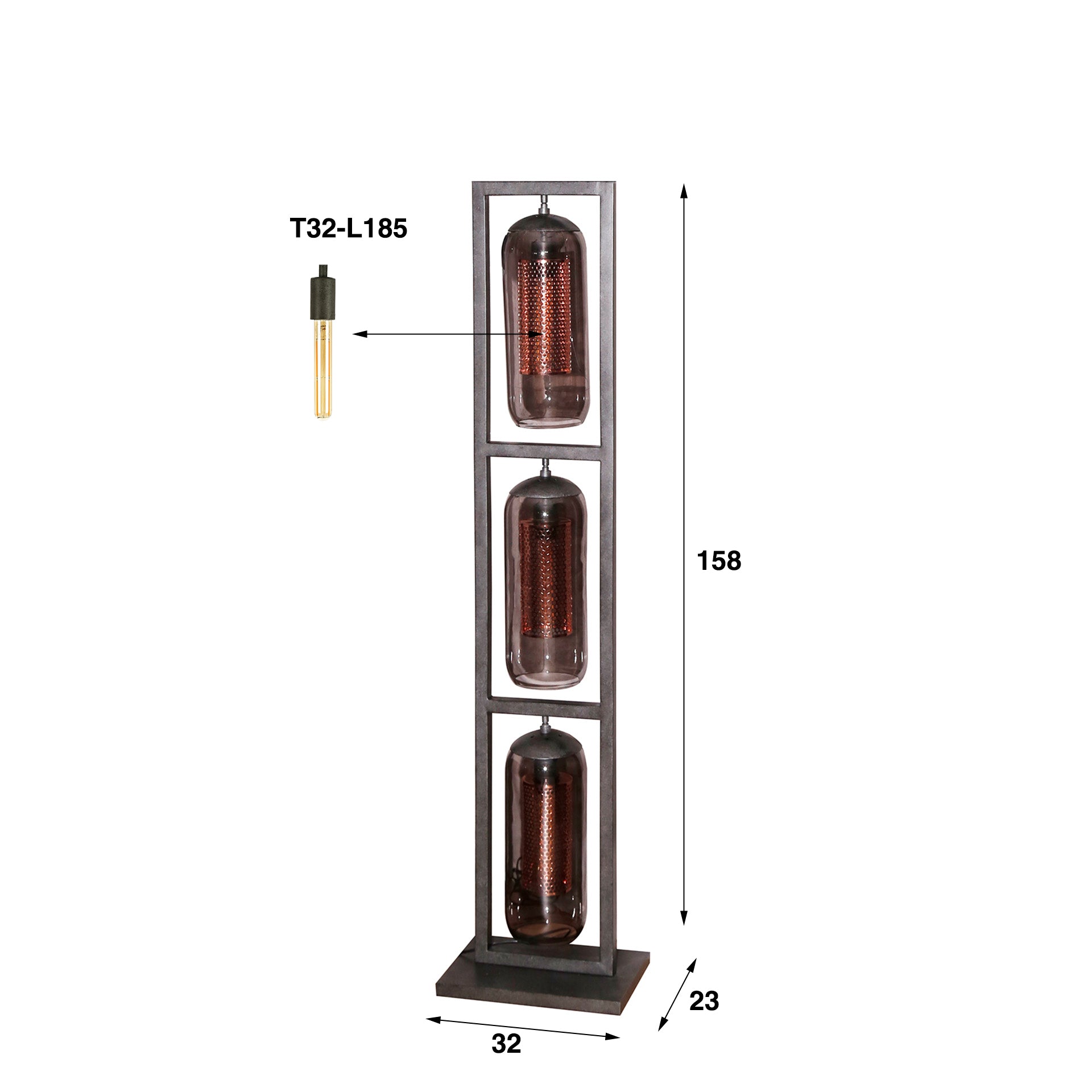 Vloerlamp Smoke Mesh 3-lichts / Artic zwart – afbeelding 5