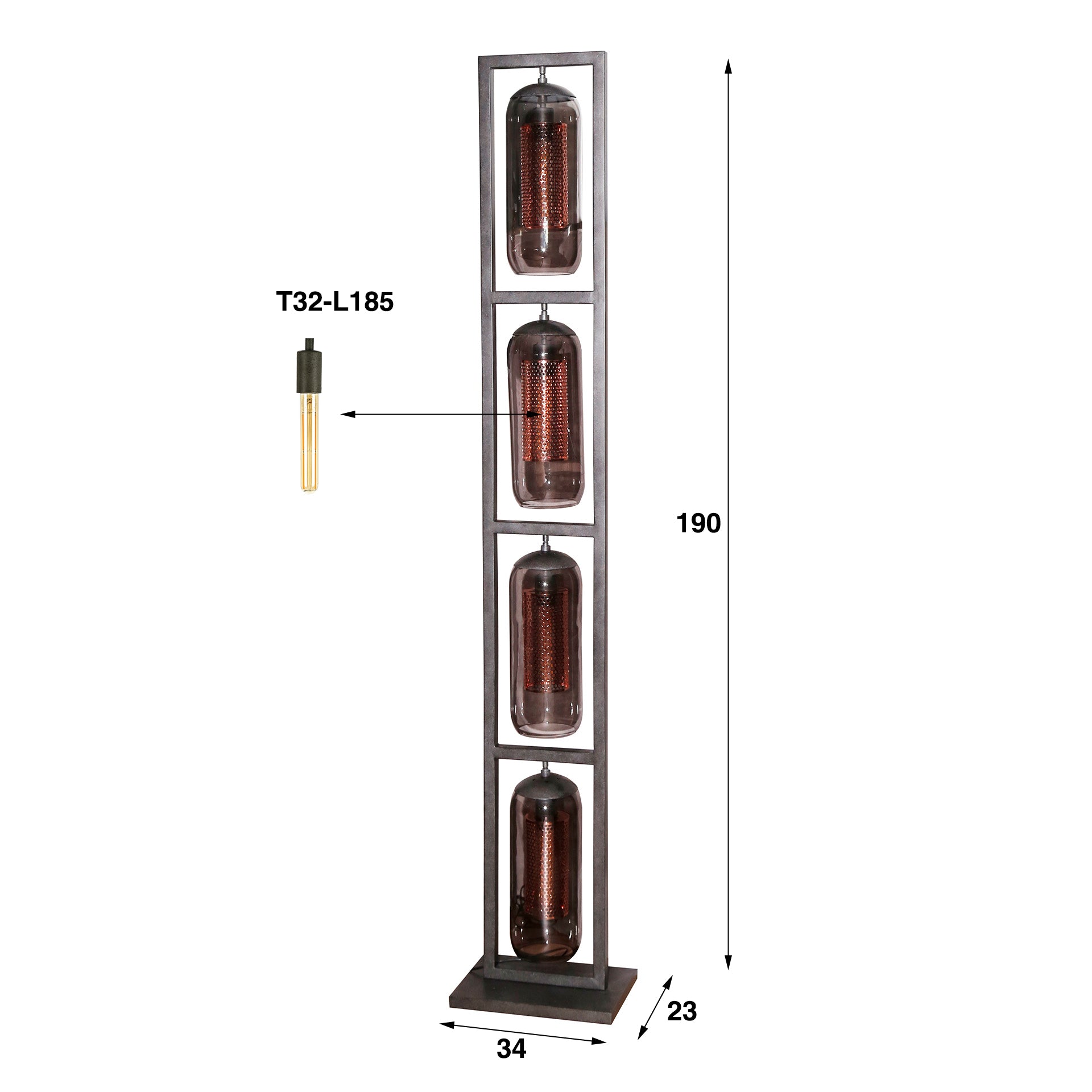 Vloerlamp Smoke Mesh 4-lichts / Artic zwart – afbeelding 5