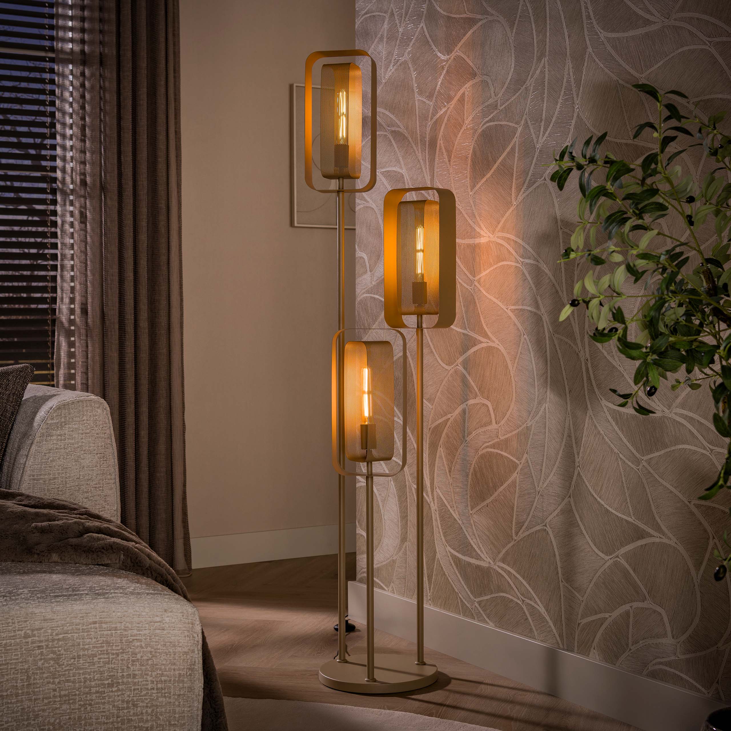 Vloerlamp Mesh Rotate getrapt 3-lichts / Beige – afbeelding 1