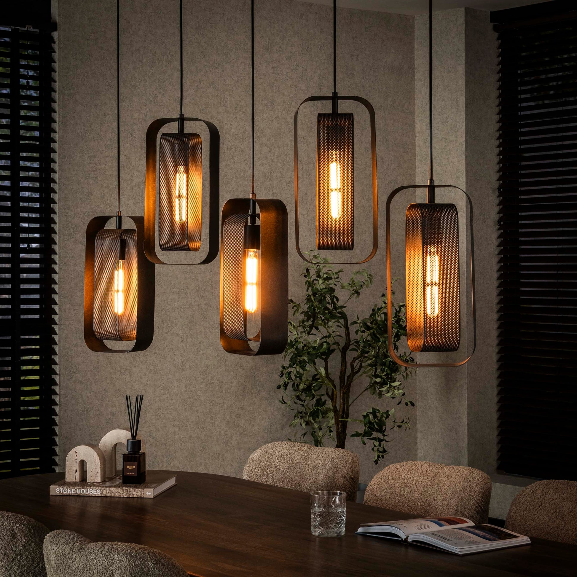 Hanglamp Mesh Rotate 5-lichts / Artic zwart – afbeelding 1