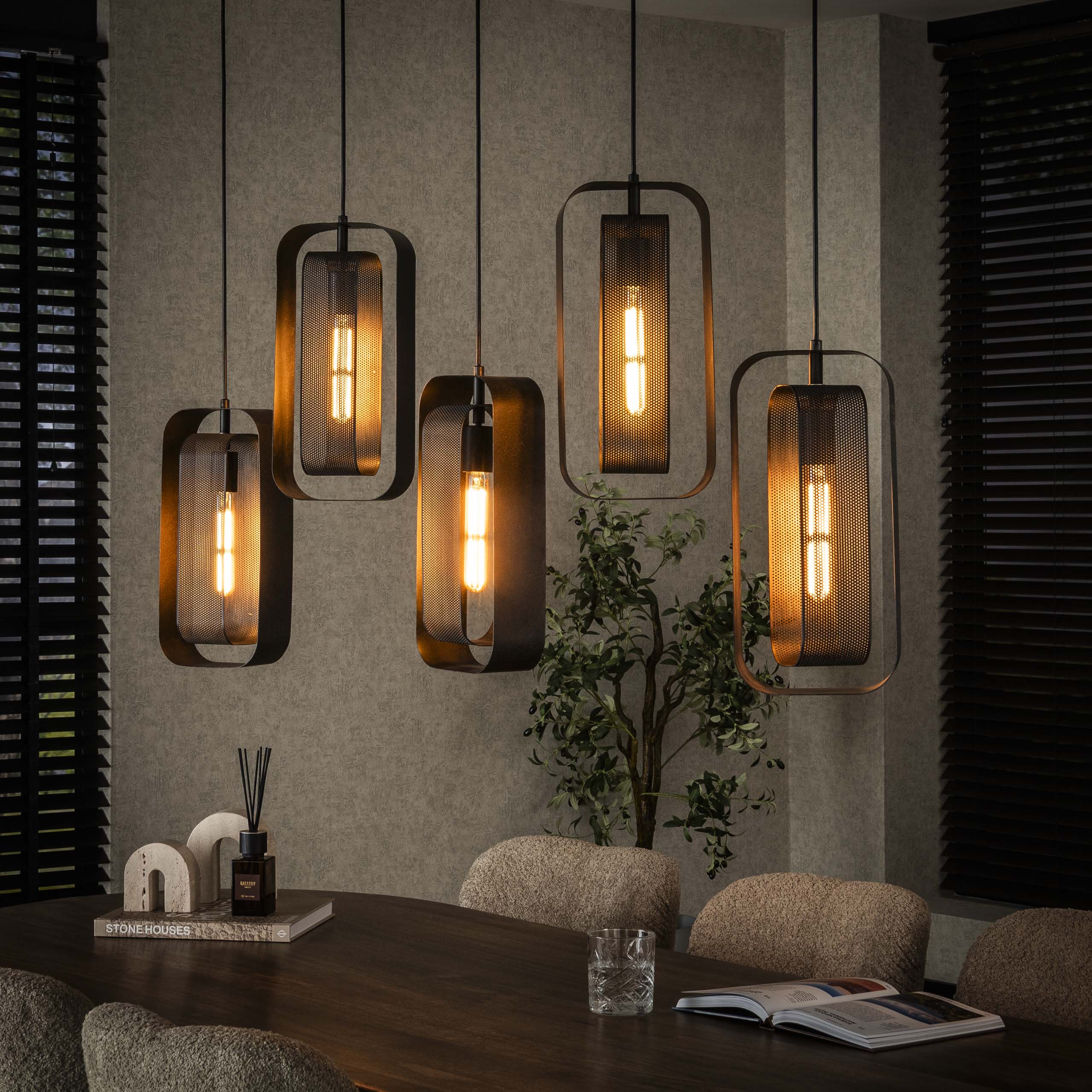 Hanglamp Mesh Rotate 5-lichts / Artic zwart – afbeelding 1