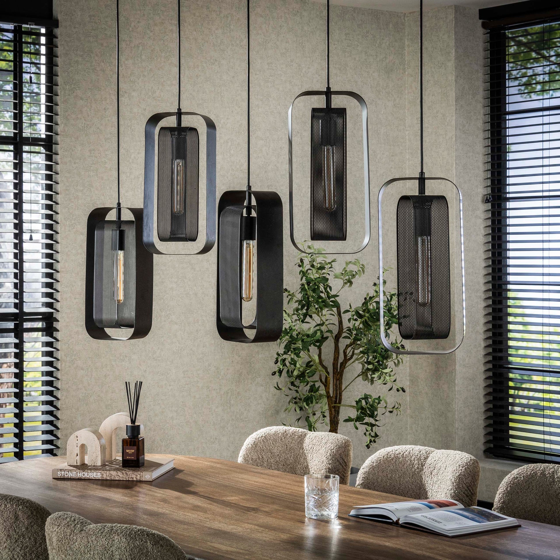 Hanglamp Mesh Rotate 5-lichts / Artic zwart – afbeelding 2