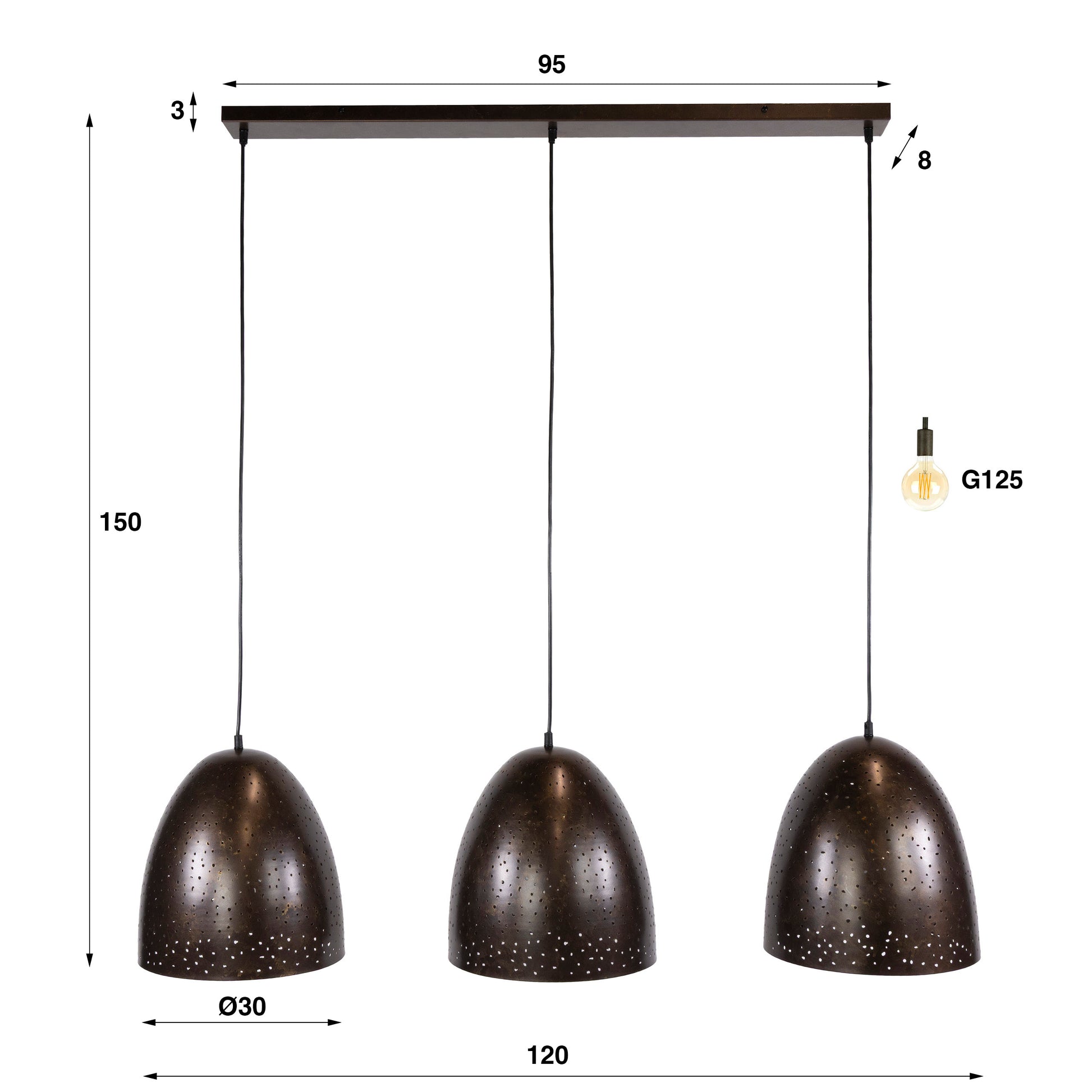 Hanglamp Kosmos 3-lichts / Urban bruin – afbeelding 5