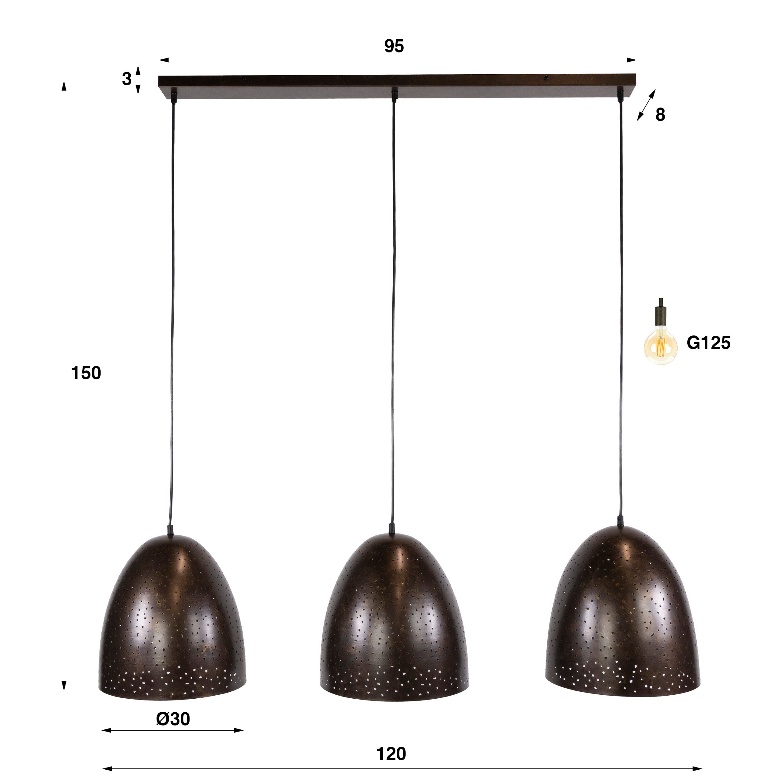 Hanglamp Kosmos 3-lichts / Urban bruin – afbeelding 5