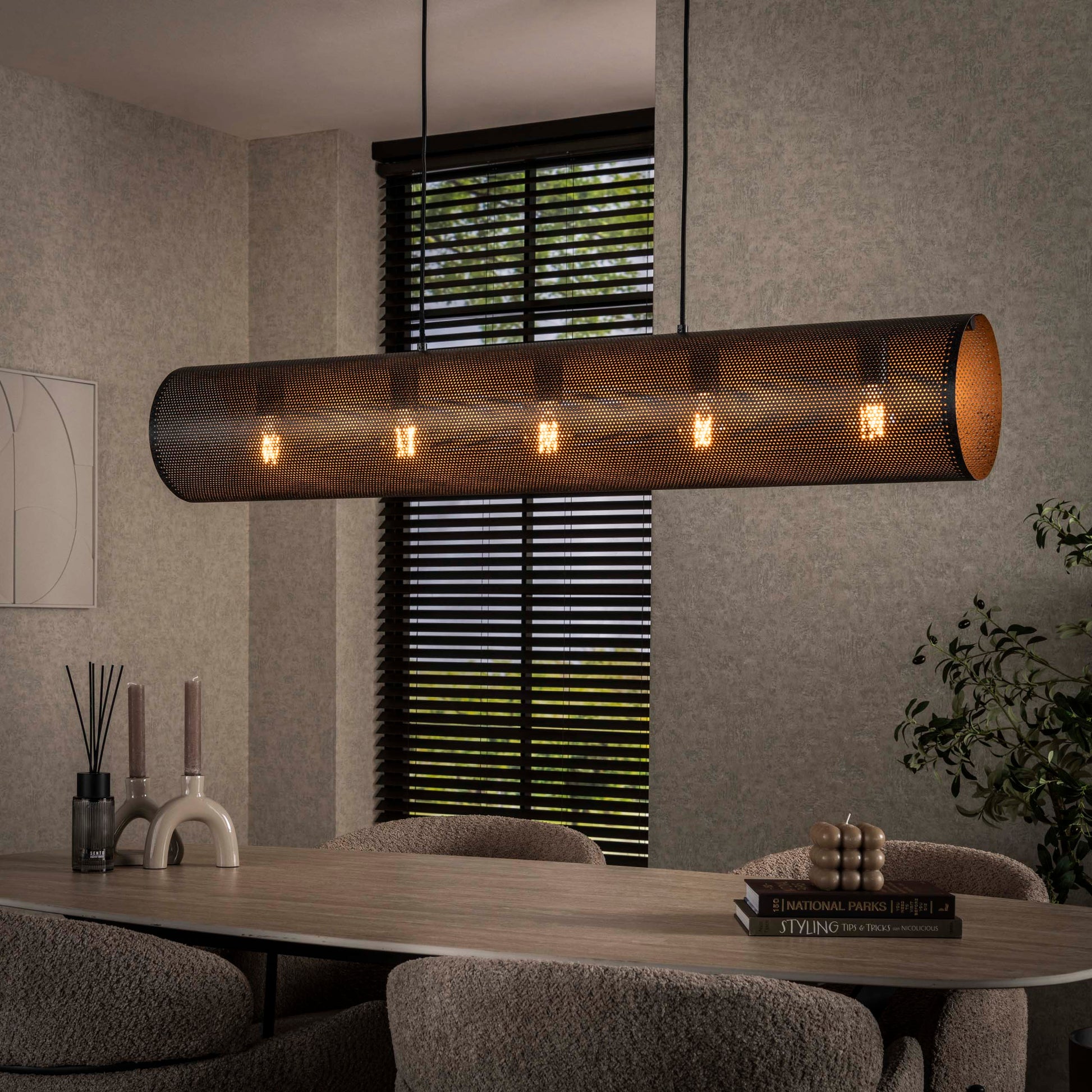 Hanglamp Tubon Mesh 5-lichts / Artic zwart – afbeelding 1