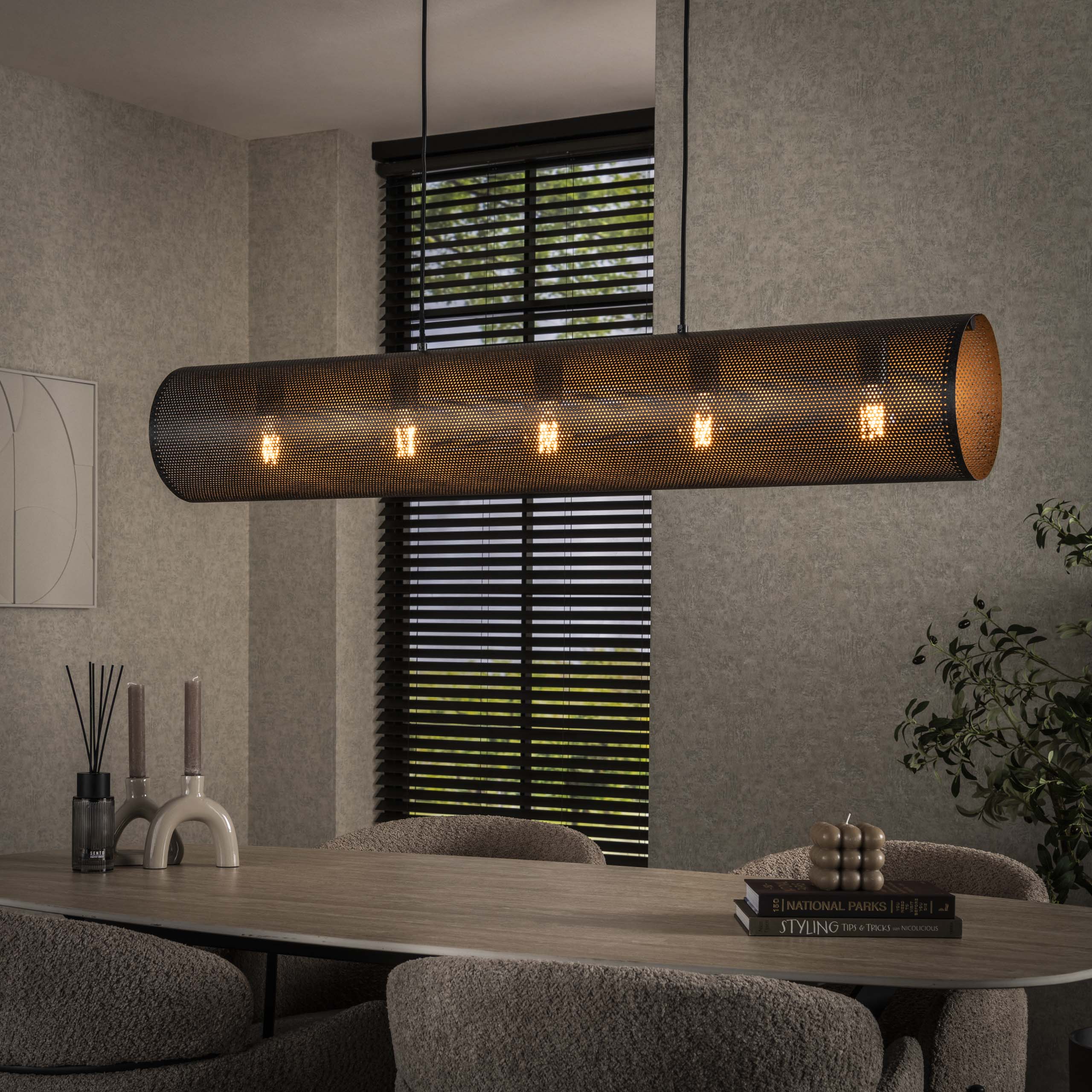 Hanglamp Tubon Mesh 5-lichts / Artic zwart – afbeelding 1