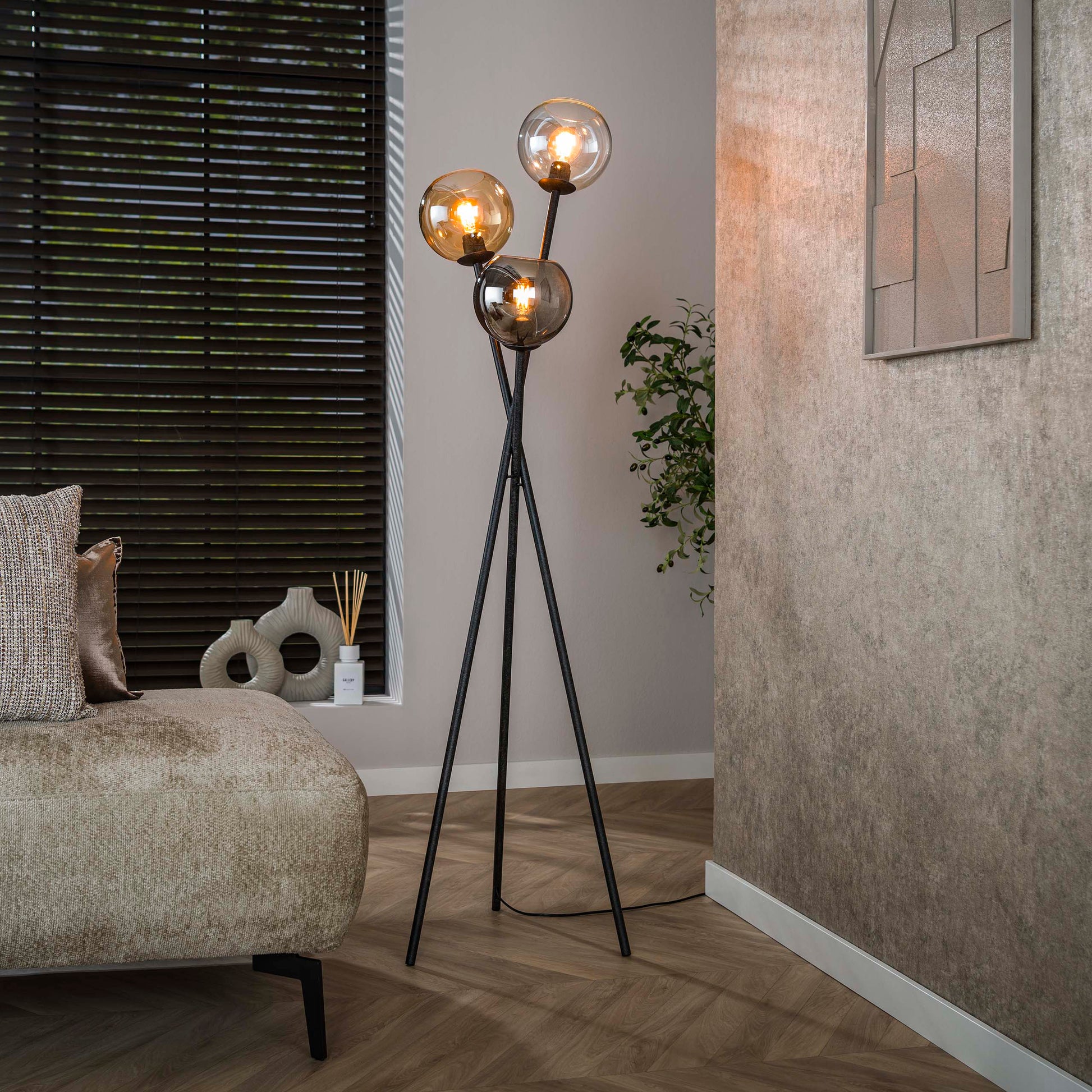Vloerlamp Multi Globe 3-lichts / Artic zwart – afbeelding 1
