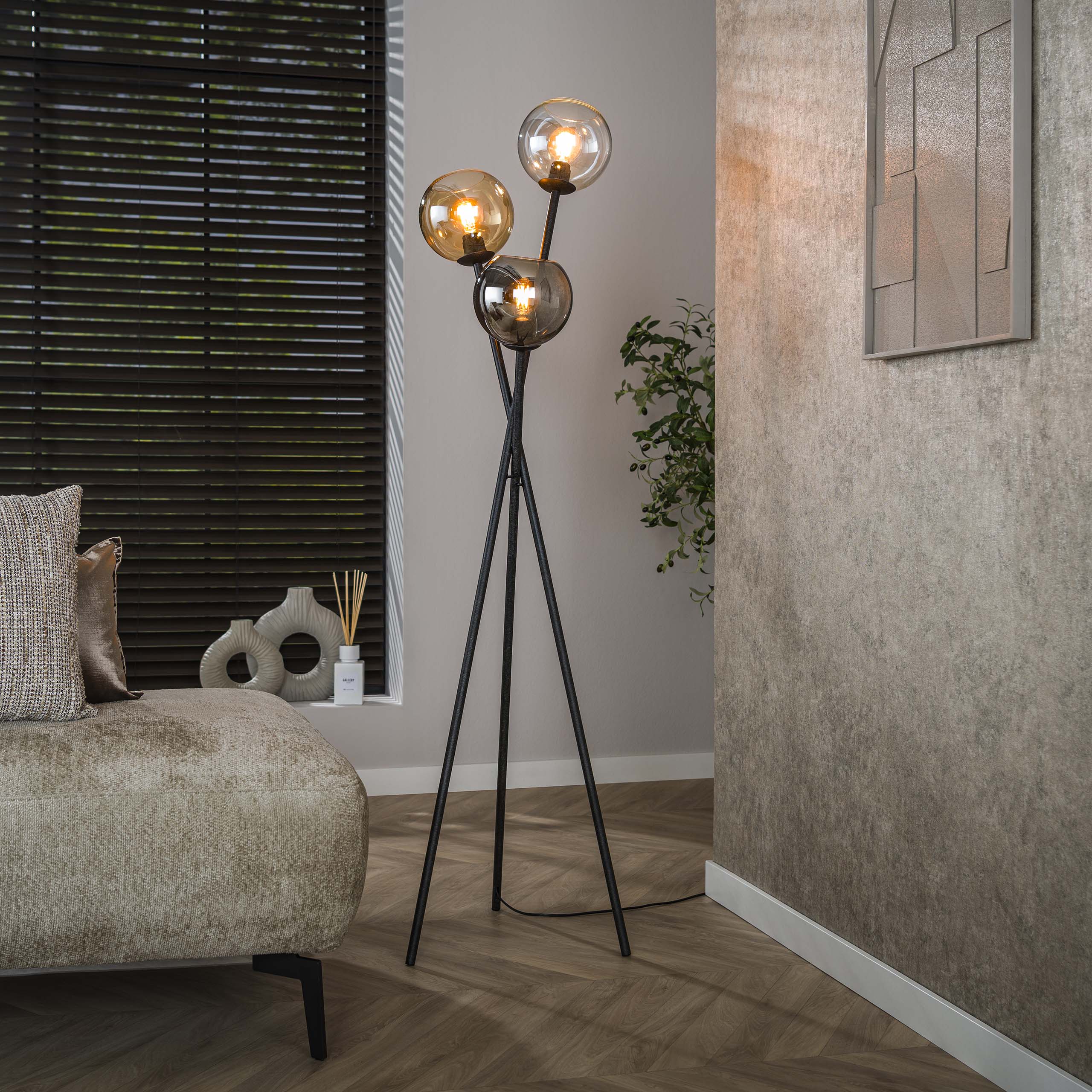 Vloerlamp Multi Globe 3-lichts / Artic zwart – afbeelding 1