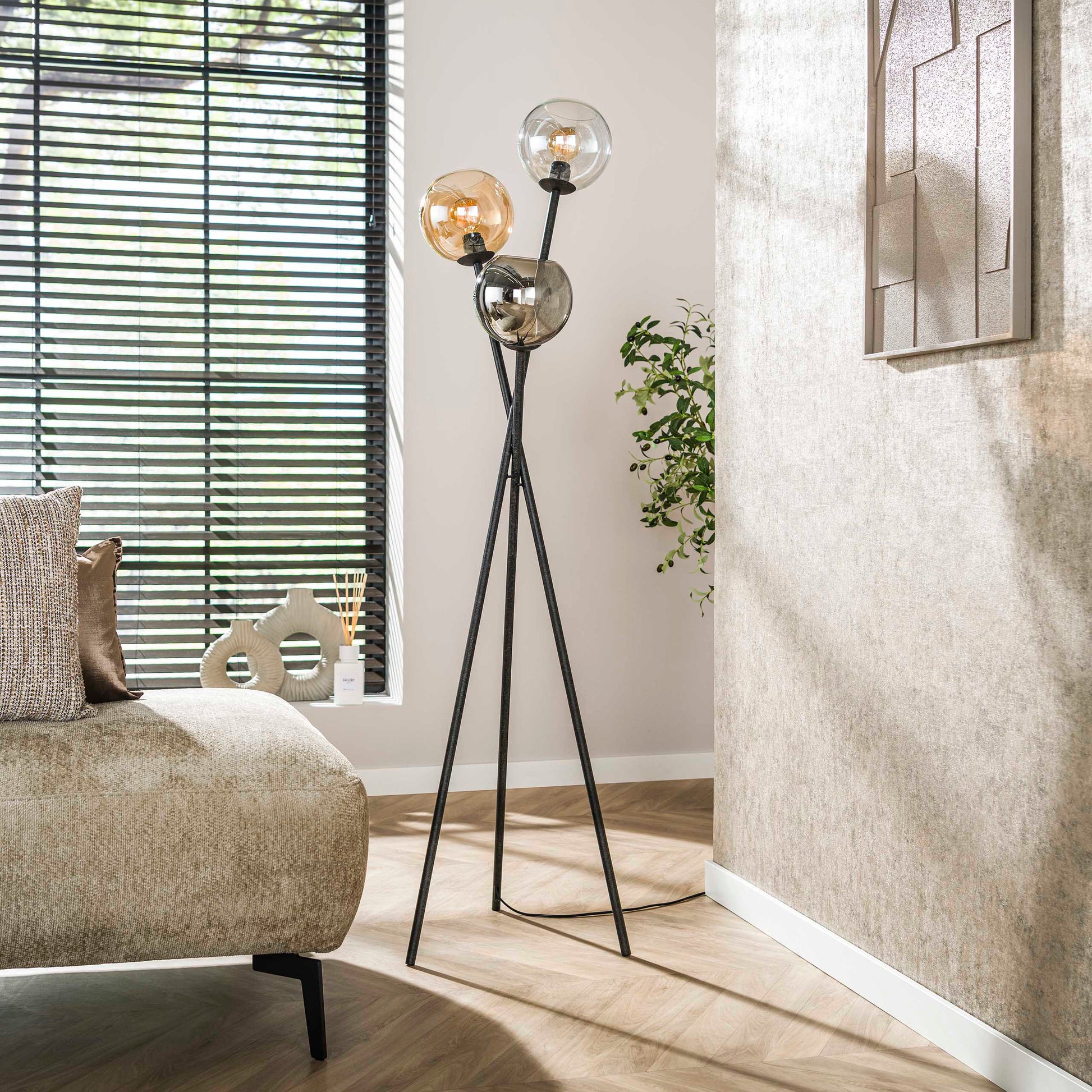 Vloerlamp Multi Globe 3-lichts / Artic zwart – afbeelding 2