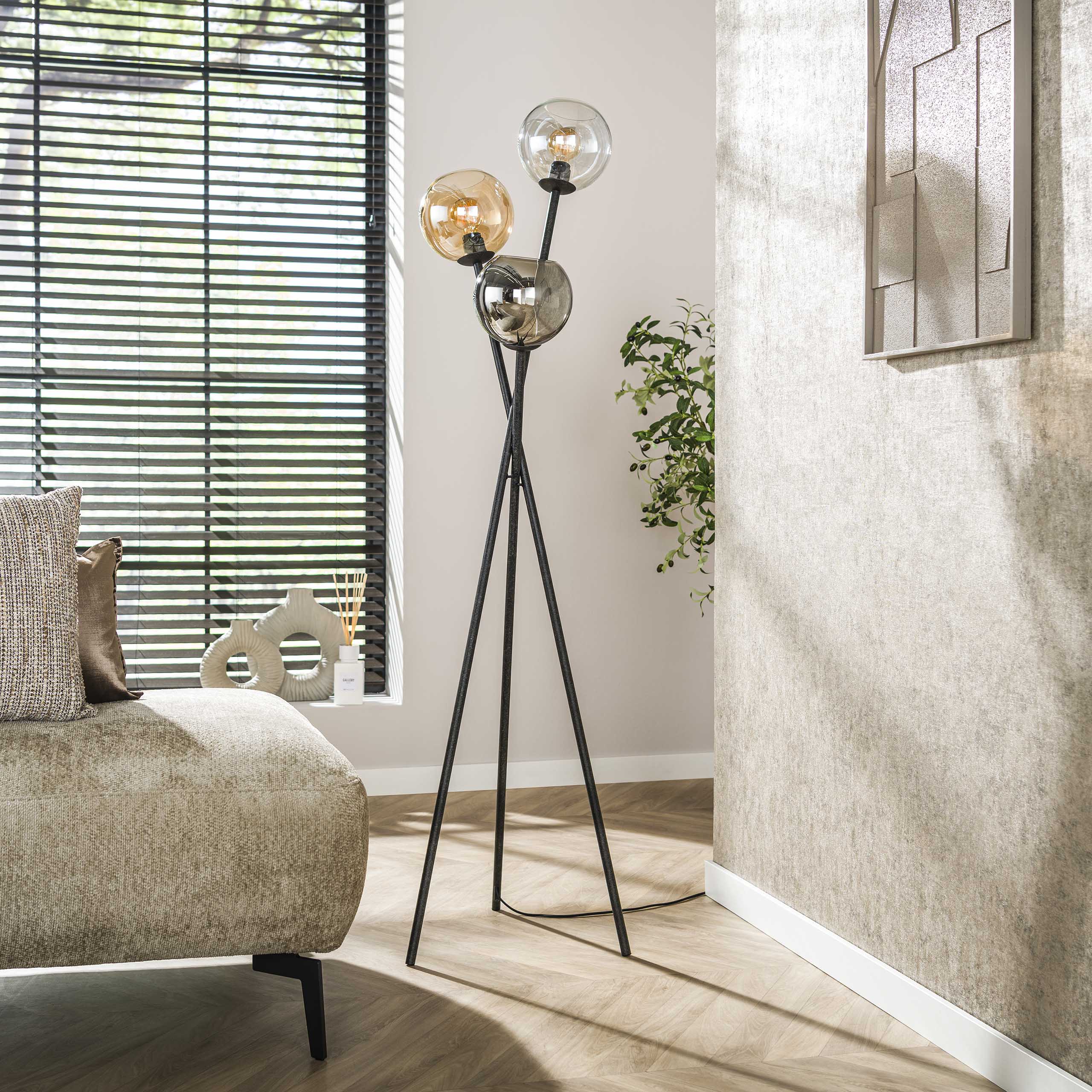 Vloerlamp Multi Globe 3-lichts / Artic zwart – afbeelding 2
