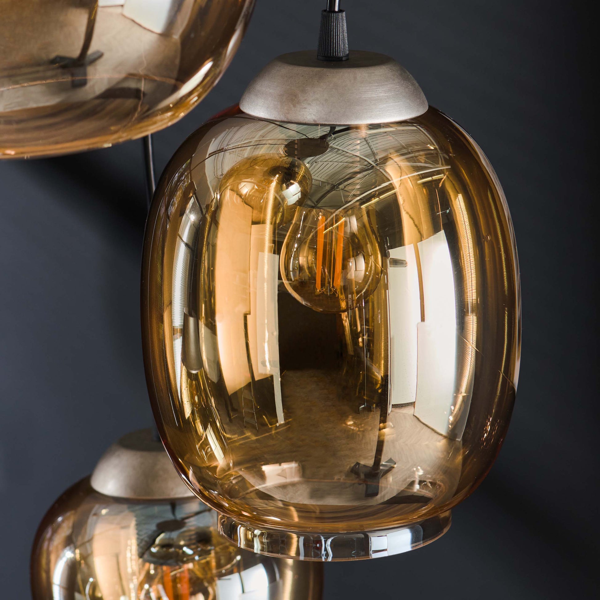 Hanglamp Mix getrapt 5-lichts / Amber glas – afbeelding 3