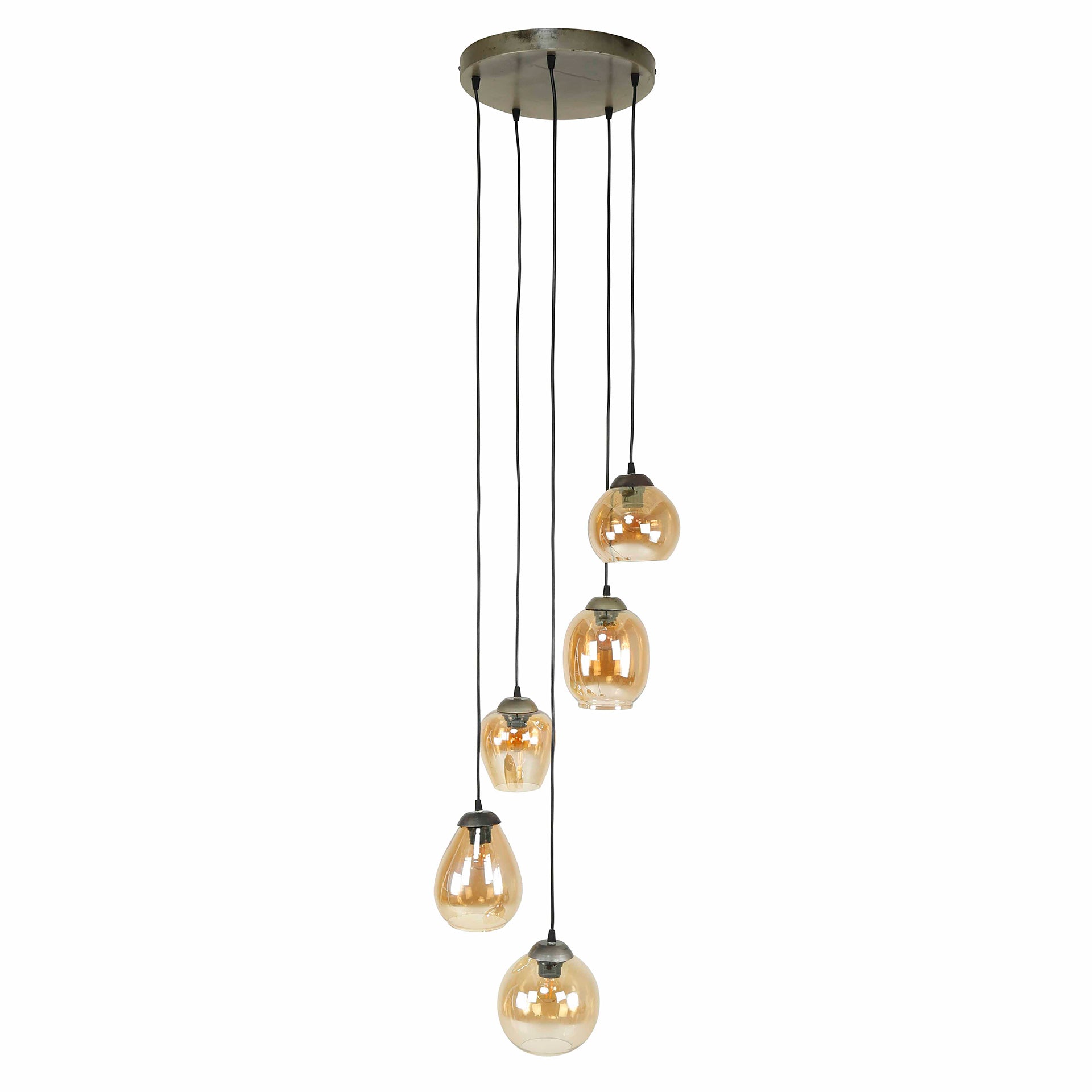 Hanglamp Mix getrapt 5-lichts / Amber glas – afbeelding 4