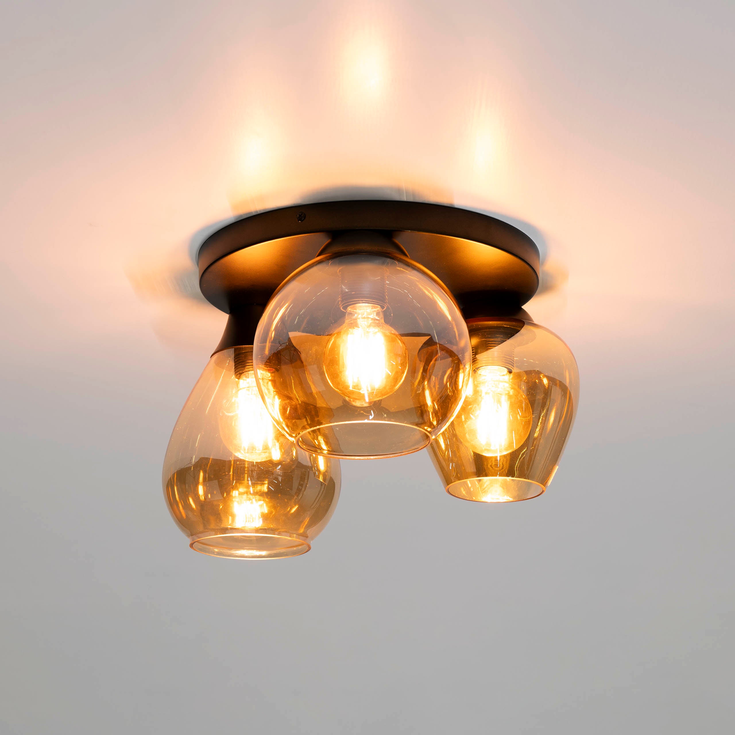 Plafondlamp Mix 3-lichts / Amber glas – afbeelding 1