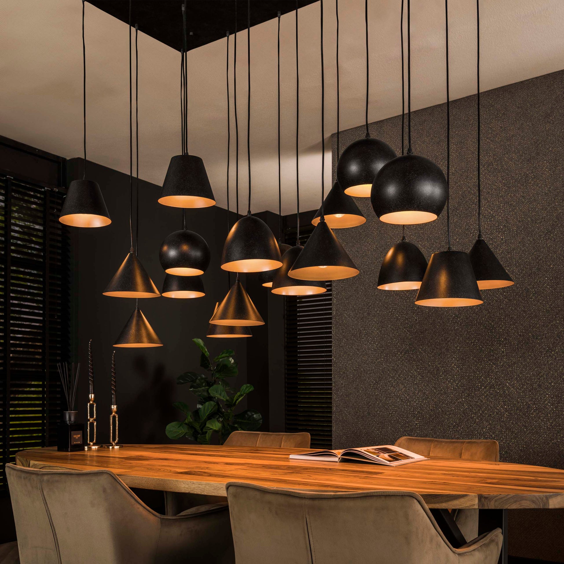 Hanglamp Metal XXL 6+6+6-lichts / Artic zwart – afbeelding 1