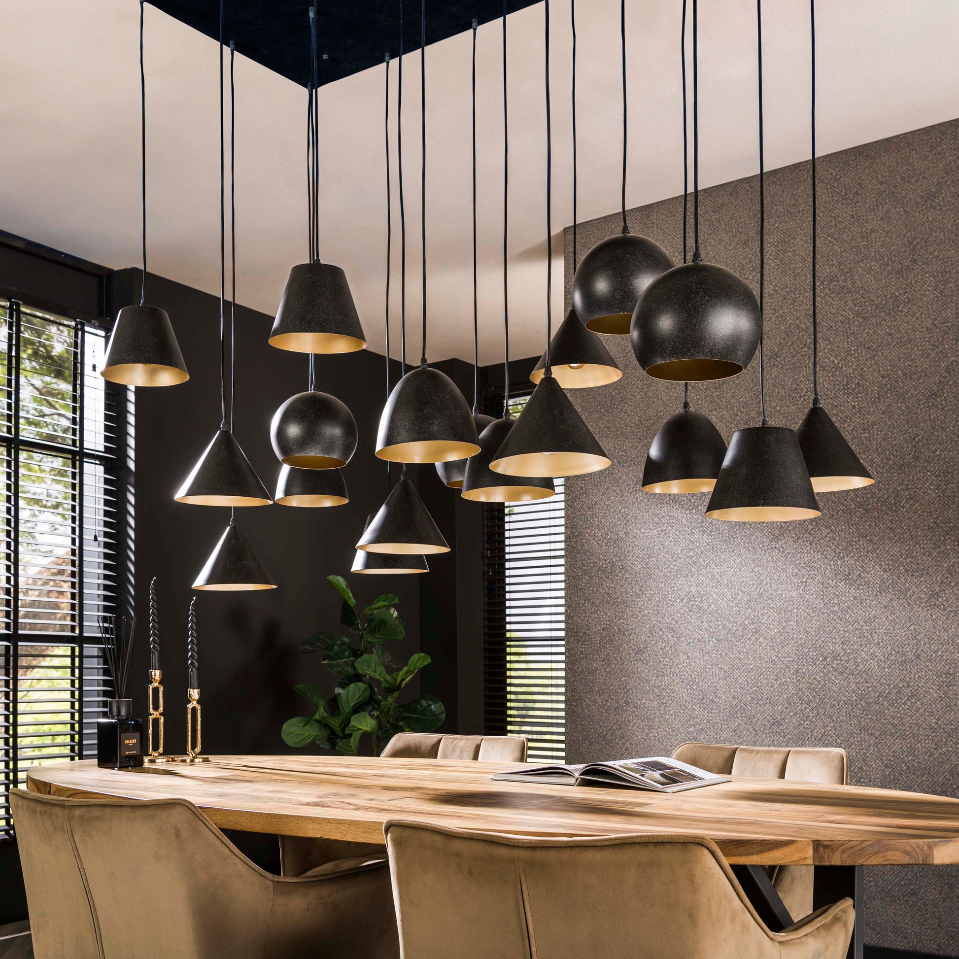 Hanglamp Metal XXL 6+6+6-lichts / Artic zwart – afbeelding 2