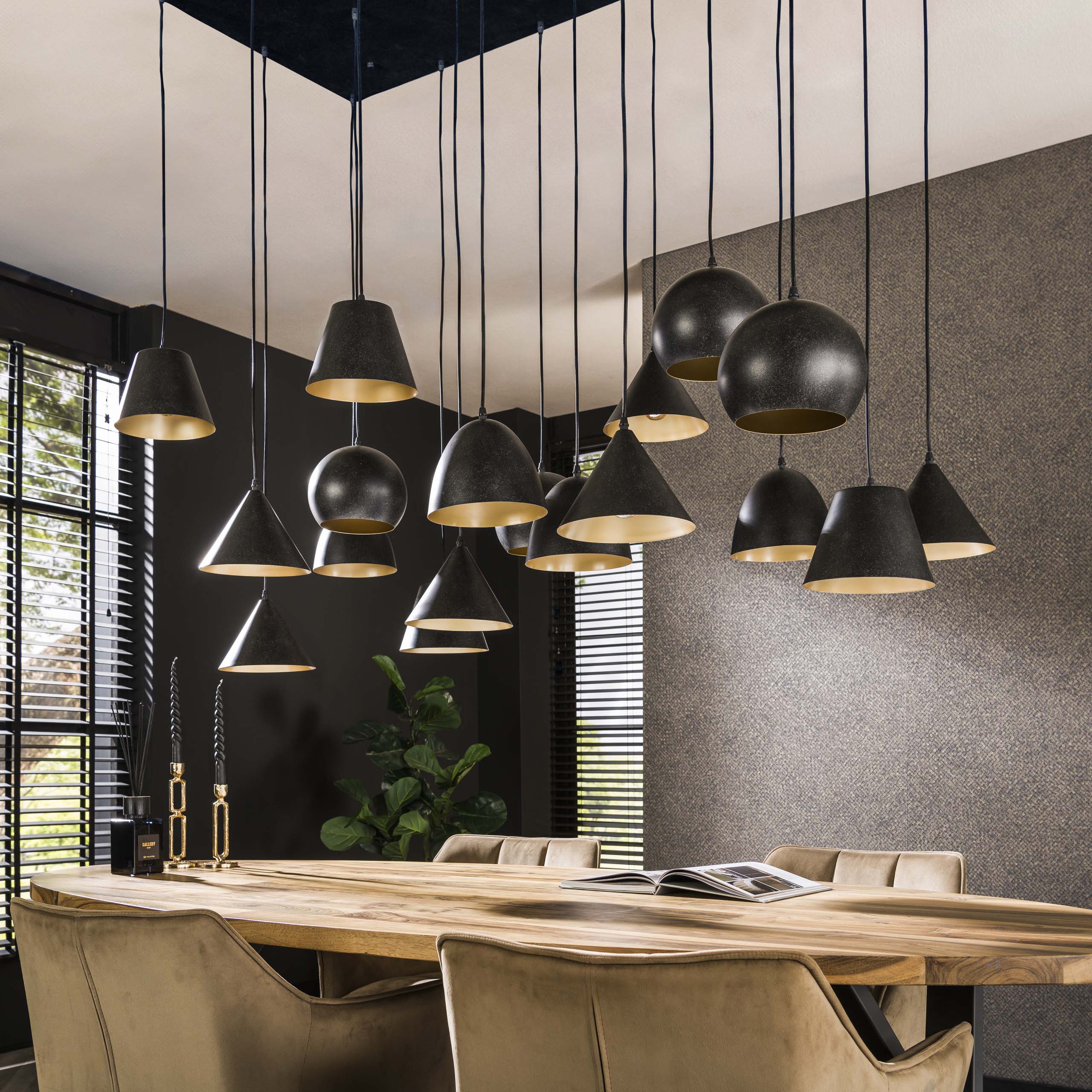 Hanglamp Metal XXL 6+6+6-lichts / Artic zwart – afbeelding 2